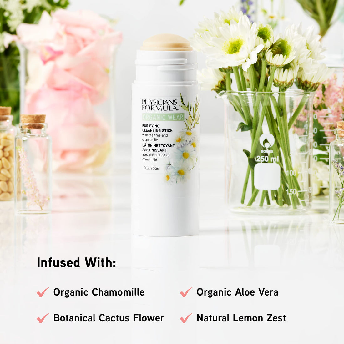 Physicians Formula Organic Wear Purifying Cleansing Stick, Cleanse, 1.7 Ounce