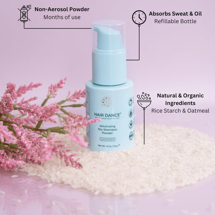 Dry Shampoo Powder | Non-Aerosol | Natural & Organic | Jumbo Size | Made in USA, No Benzene, Vegan, Cruelty Free, For All Hair Colors, Talc Free | Lavender Oil Scent | 1.6 Ounce-Sustainable Packaging