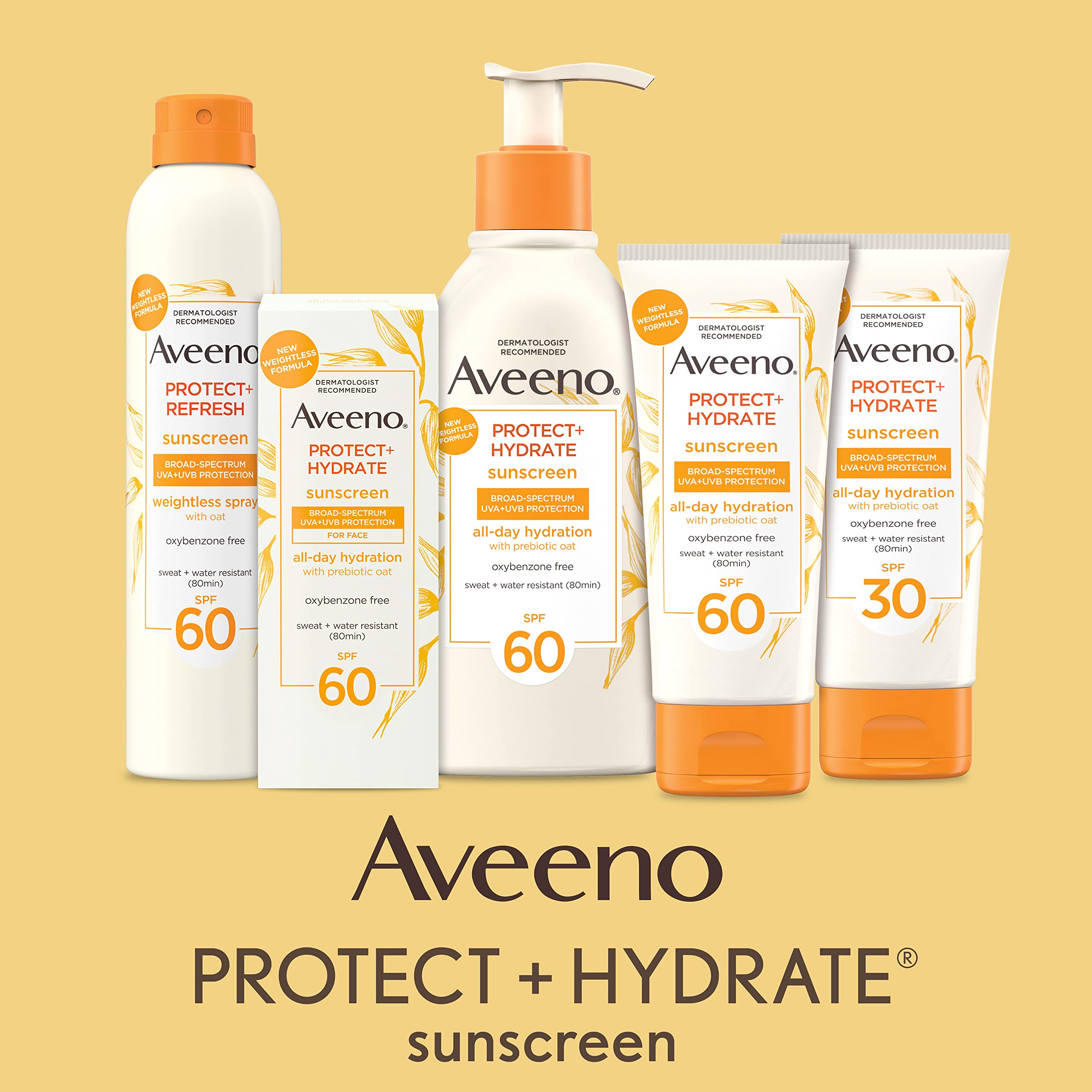 Aveeno Protect + Hydrate Moisturizing Body Sunscreen Lotion with Broad Spectrum SPF 30 & Prebiotic Oat, Weightless & Refreshing Feel, Paraben-Free, Oil-Free, Oxybenzone-Free, 3.0 fl. oz