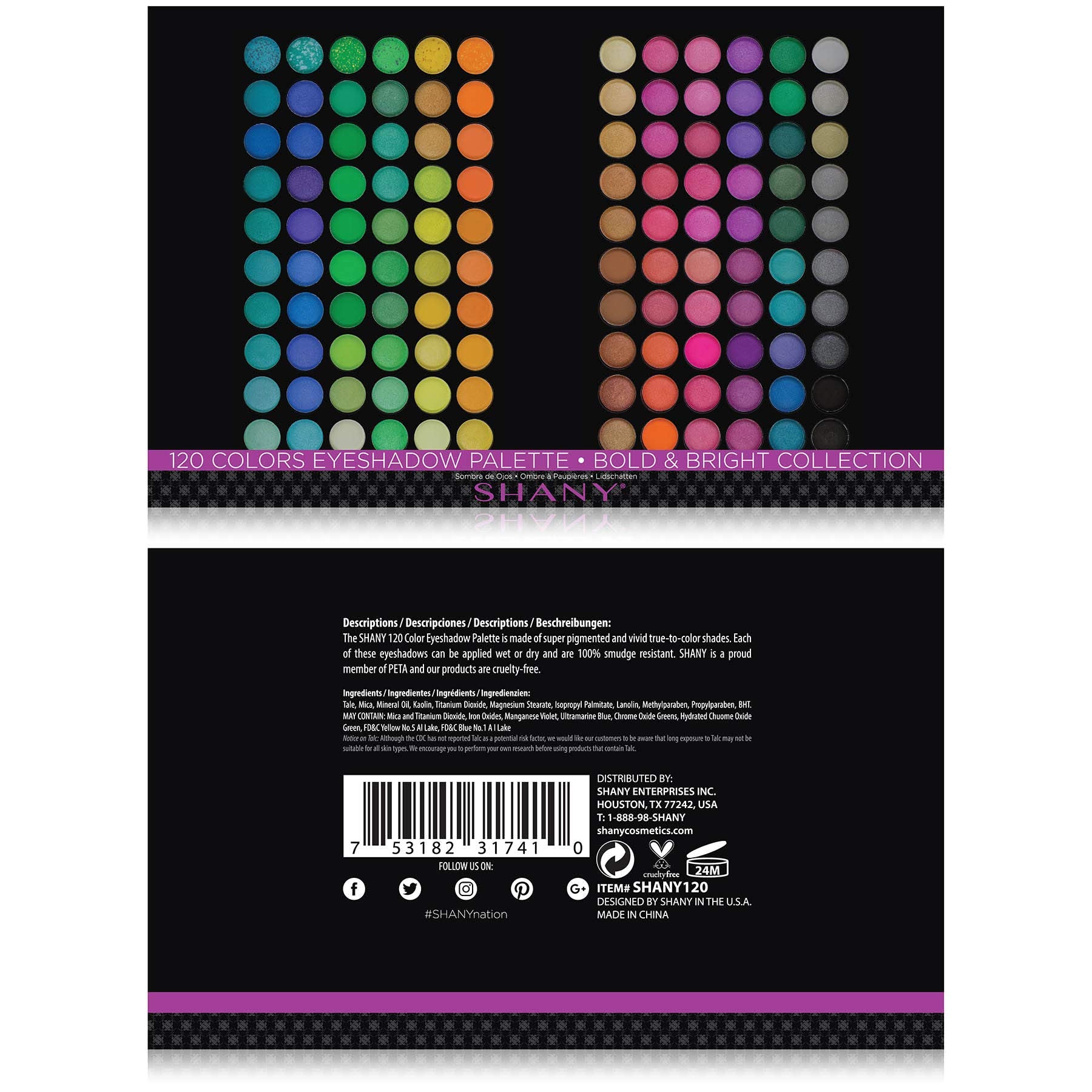 SHANY Cosmetics Eyeshadow Palette, Bold and Bright Collection, Vivid, 120 Color