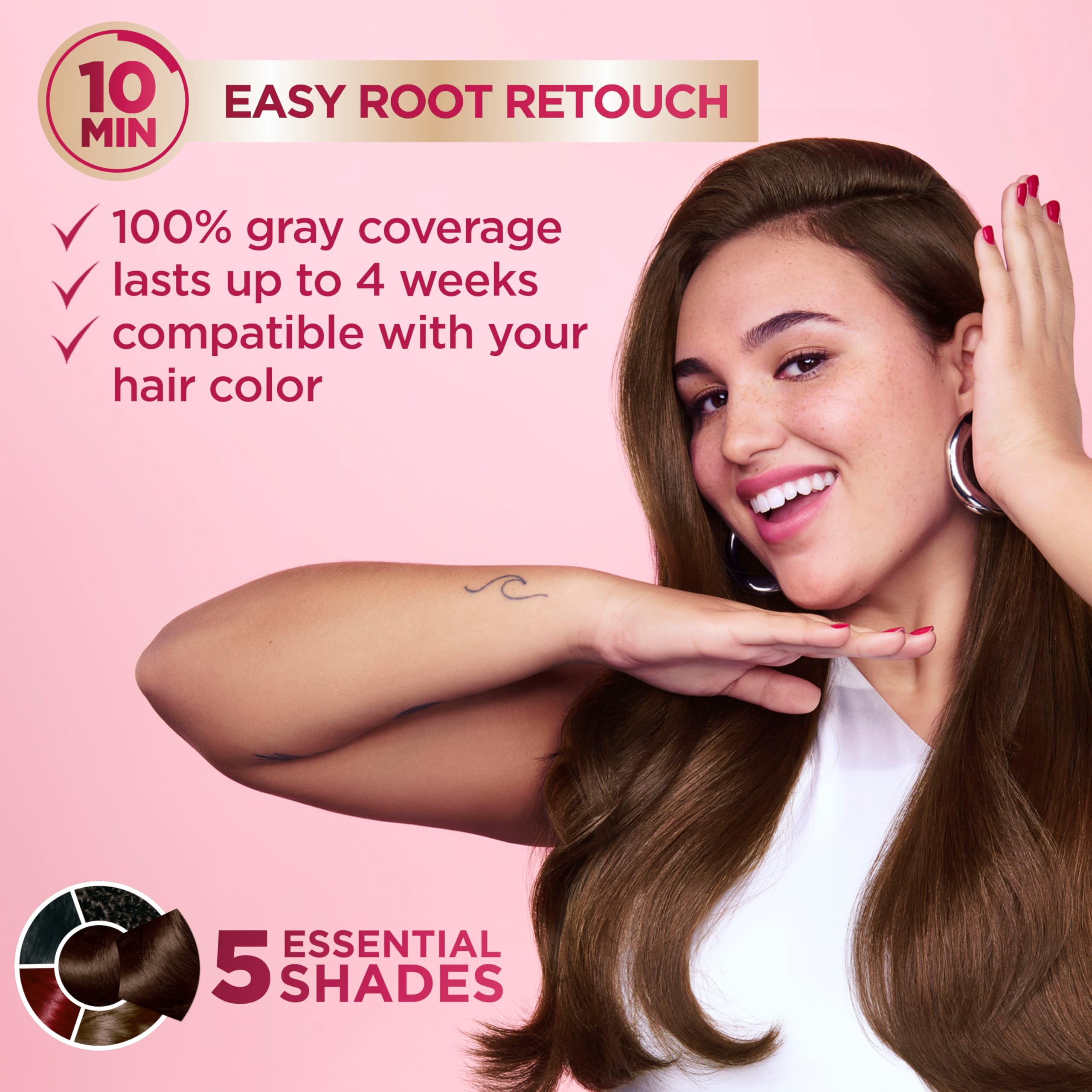 Garnier Color Sensation Color Retouch, Demi Permanent Hair Dye for Roots and Lengths with 100% Gray Coverage, Dark Brown Hair Dye, Pack of 6