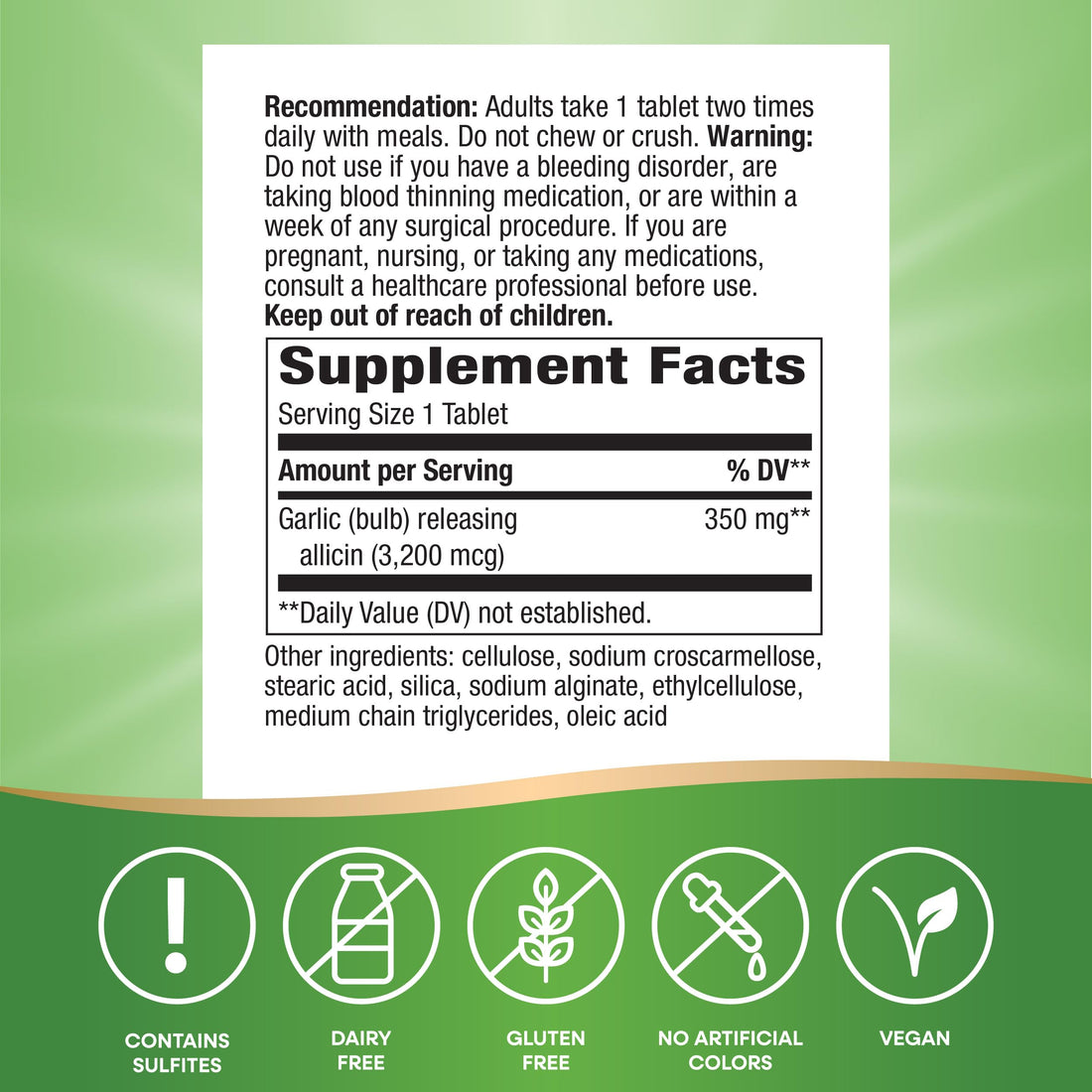 Nature’s Way Garlicin Cardio Premium Herbal Healthy Circulation Support* 350 mg per Serving 90 Tablets