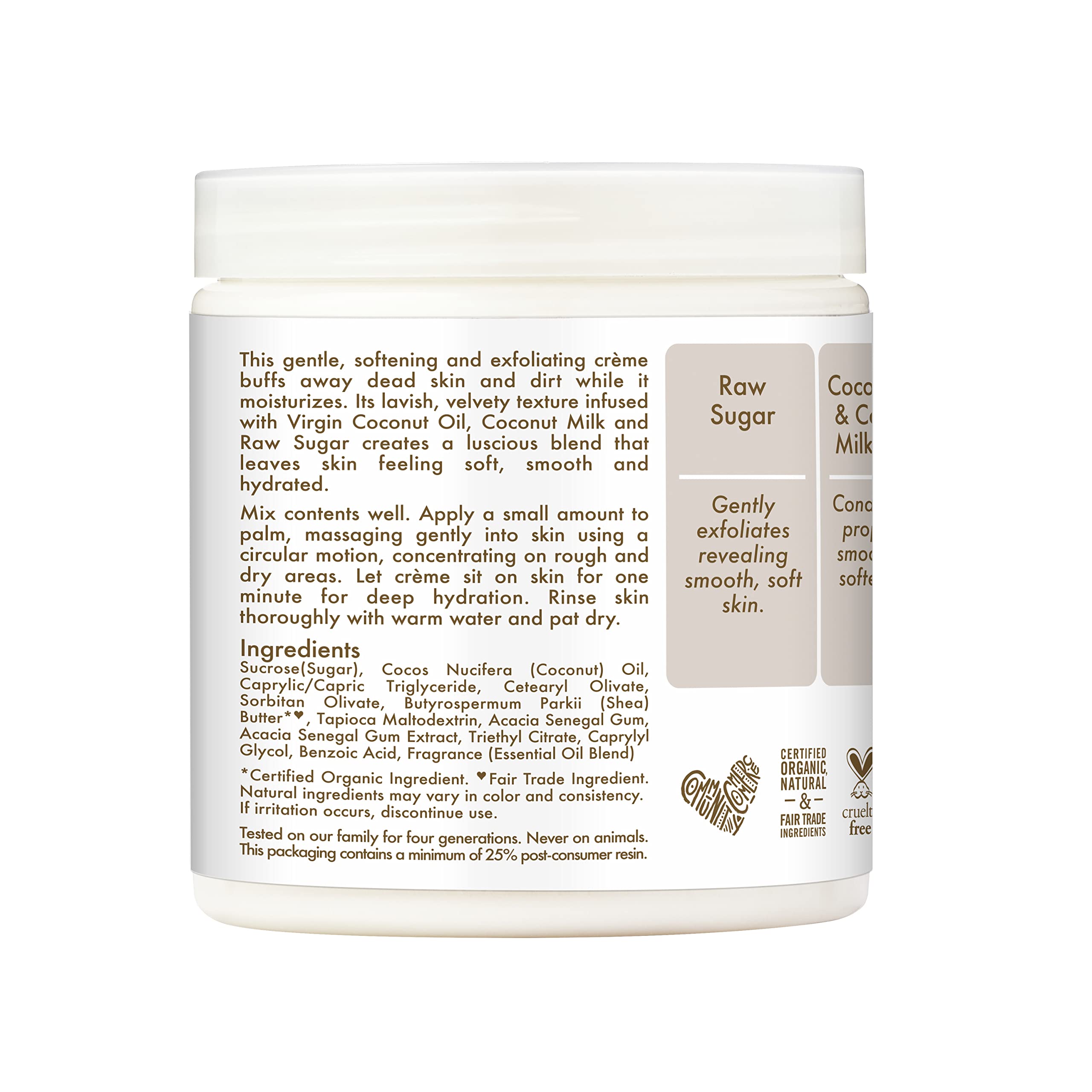 Shea Moisture Skin Care, Daily Hydration Crème Sugar Scrub with Virgin Coconut Oil, Coconut Milk & Acacia Senegal, Gluten Free Exfoliating Body Scrub, Soften & Nourish Skin, 8 Oz.