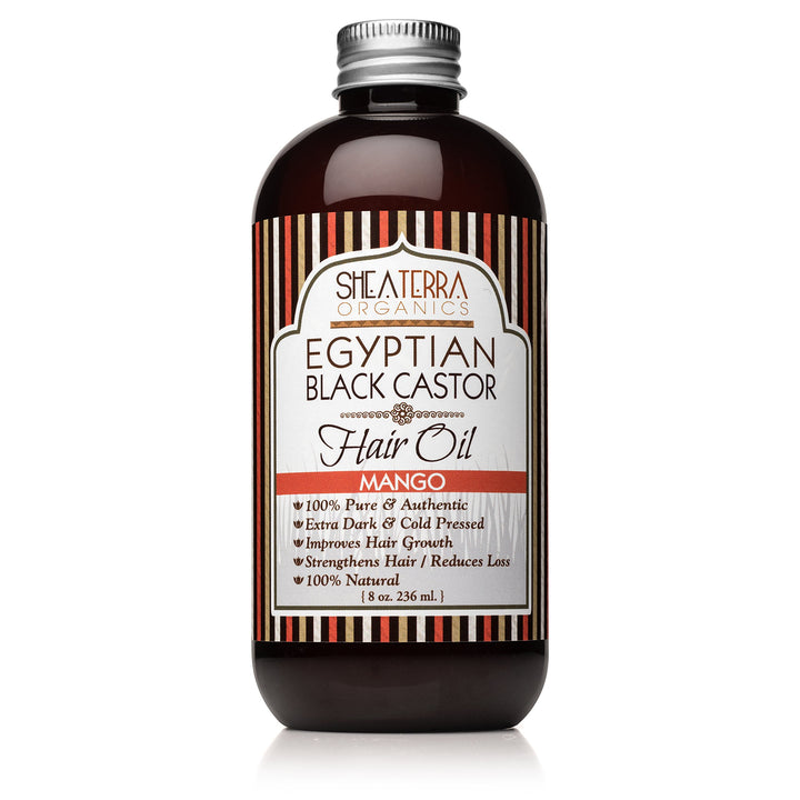 Shea Terra Organics 100 Percent Pure Egyptian Black Castor Extra Virgin Oil ââ‚¬â€œ Mango| All-Natural Strengthening and Conditioning Hair Oil for Healthy Hair Growth and Scalpââ‚¬â€œ 8 oz