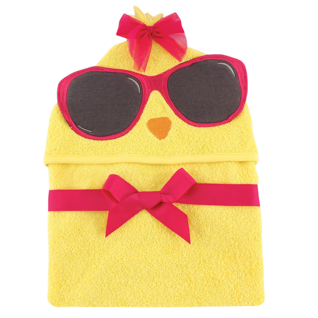 Hudson Baby Unisex Baby Cotton Animal Face Hooded Towel, Cool Chick, One Size