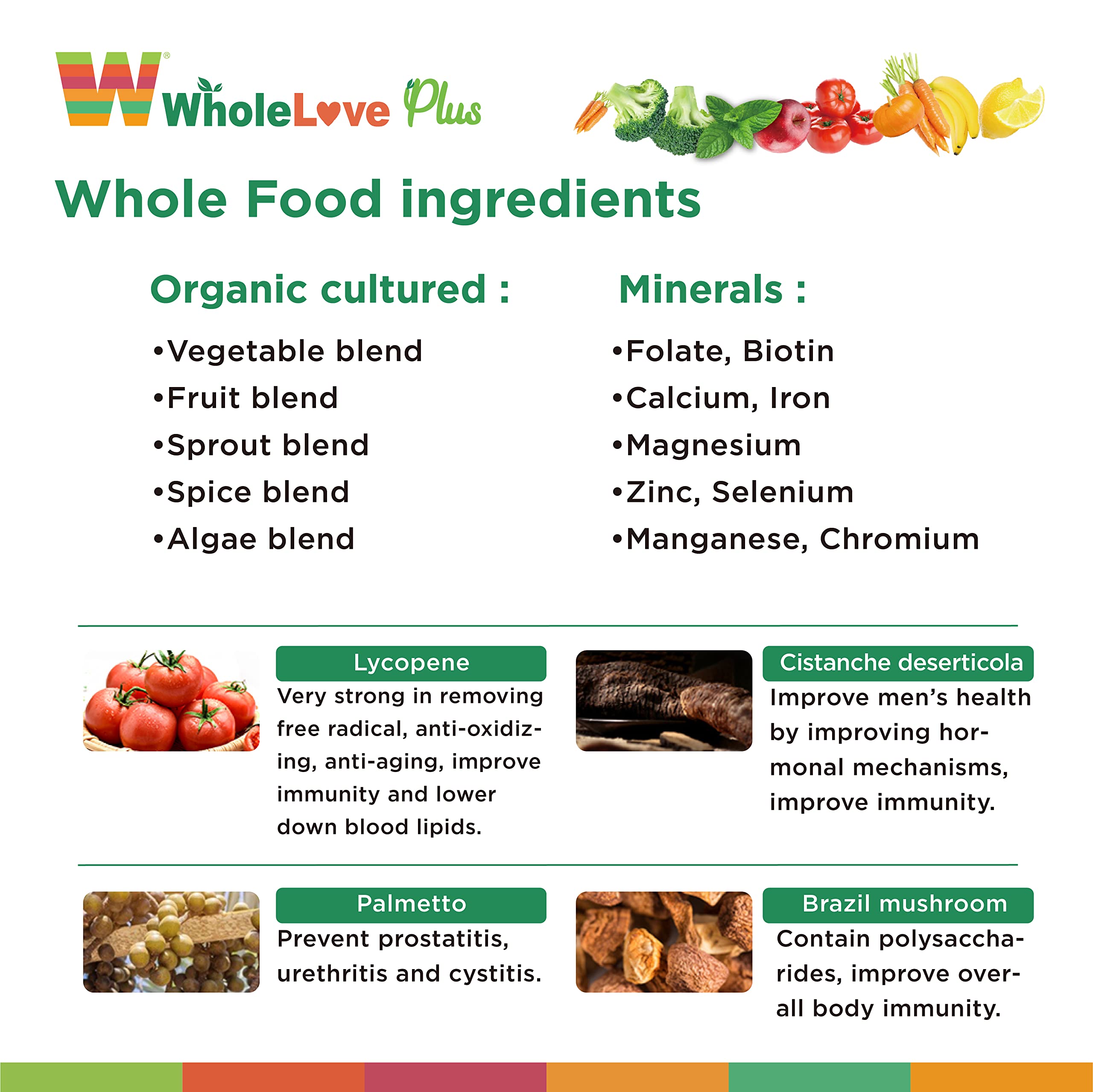 NOTO WholeLove Plus Women's Organic Whole Food Multivitamin, 60 Tables Health Supplements for Immune Support, Vitamin Vegan