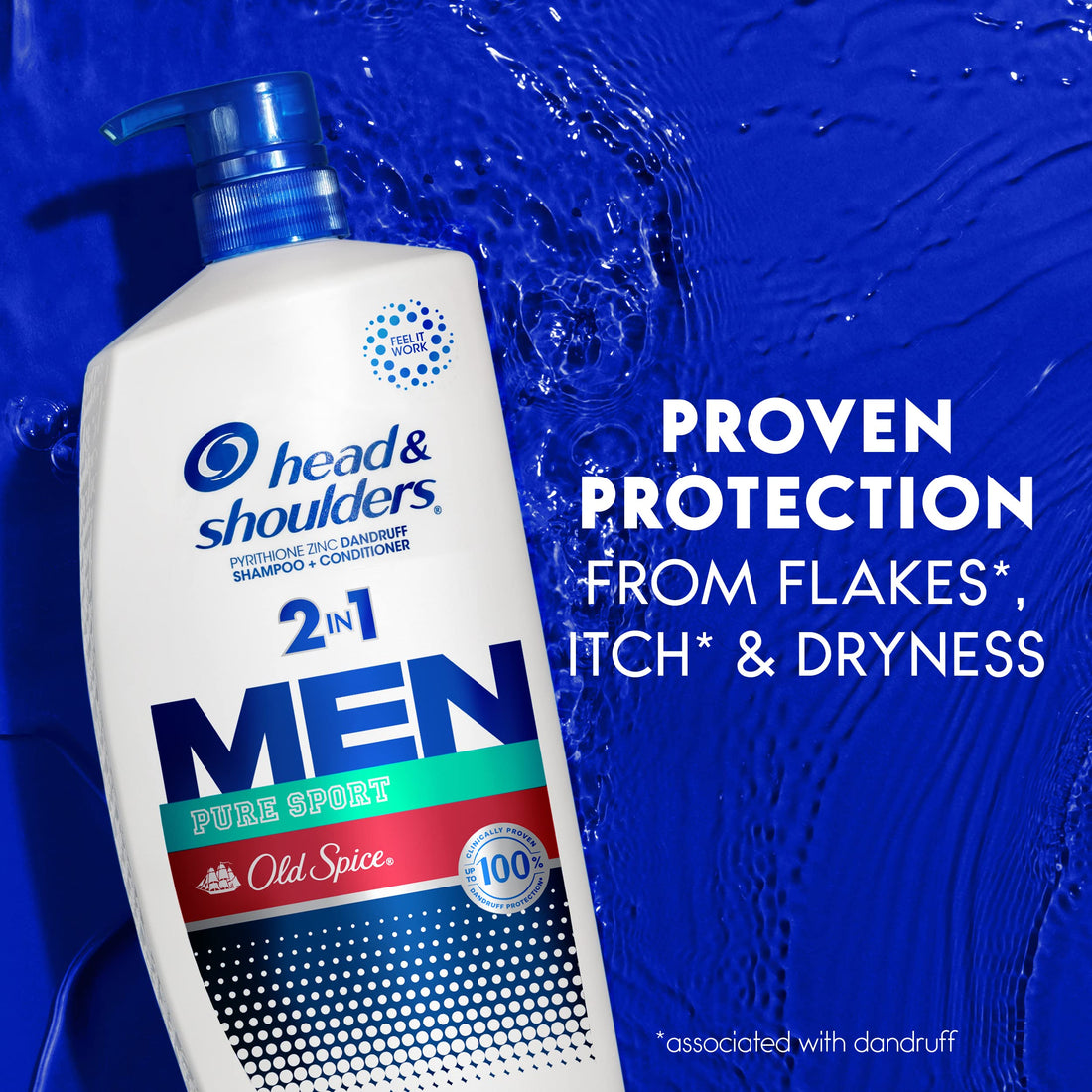 Head & Shoulders Old Spice Pure Sport Dandruff 2 In 1 Shampoo and Conditioner, 31.4 Fl Oz Twin Pack, 31.4 Fluid Ounce