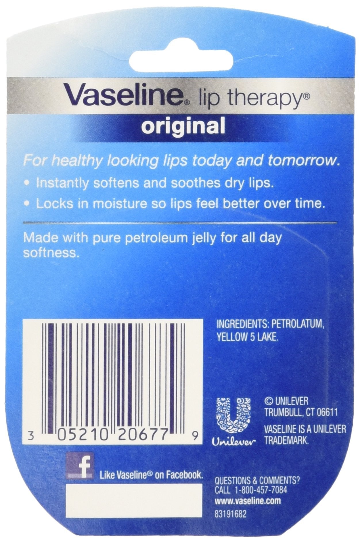 Vaseline Lip Therapy Original, .25 Oz (Pack Of 12), White