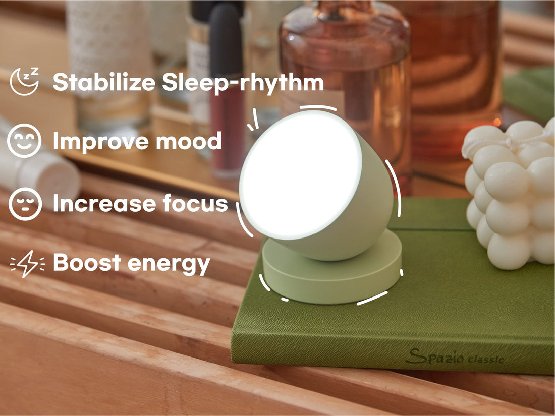 Olly Light Therapy Lamp - UV-Free LED Sunlight Lamp with 140g Compact Size, Rechargeable, 2step Brightness Mode, 25minutes Automatic Timer - Daily Sunlight to Sleep Well (Solid Gray)