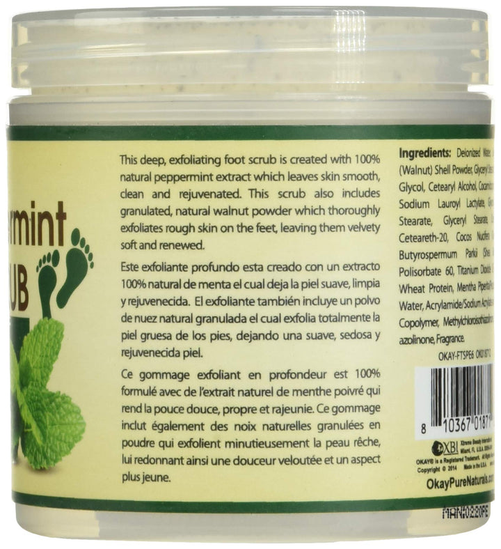 OKAY Peppermint Foot Scrub, 6 Ounce