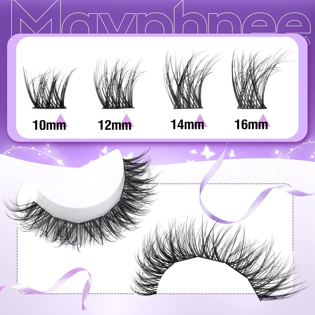 Mavphnee Lash Clusters Kit Feathery Eyelash Extensions Kit LC-Curly Natural Cluster Lashes Kit Wispy Individual Lash Extensions Kit with Waterproof Lash Bond and Seal and Remover and Tweezers