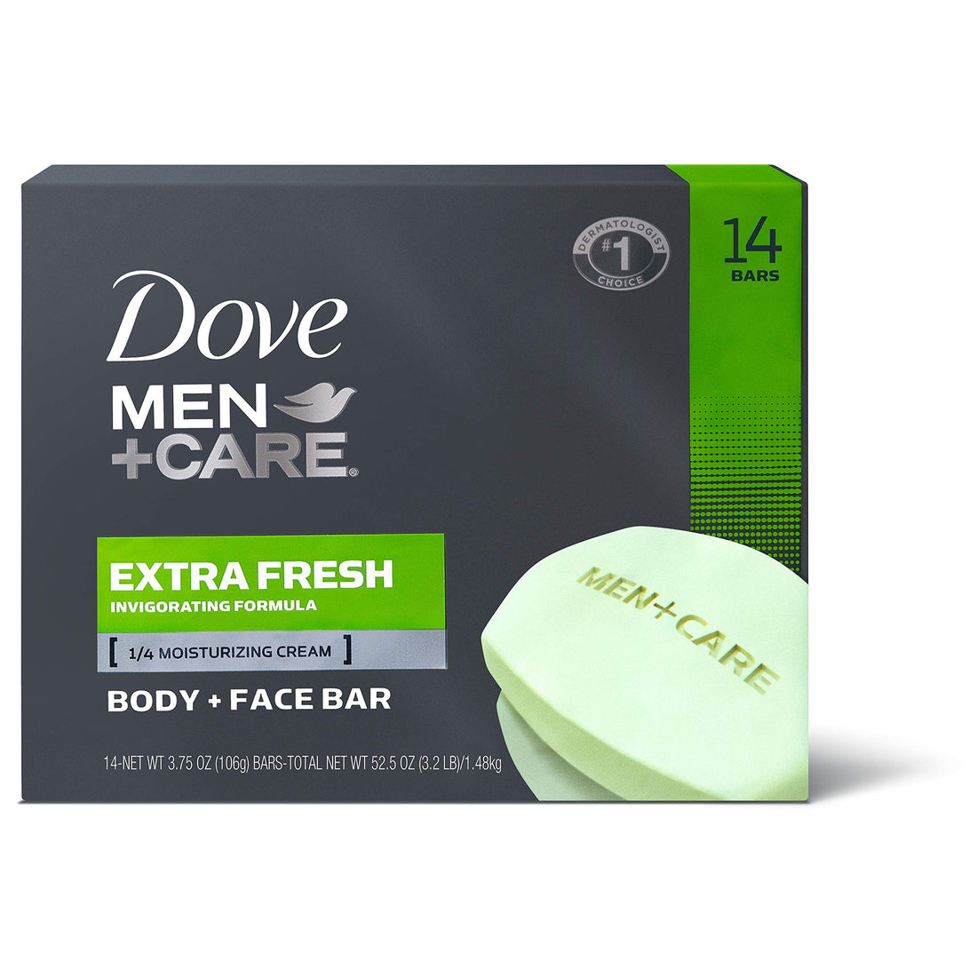 Dove Men + Care Extra Fresh Bar Soap, 14 Count (Pack of 1)