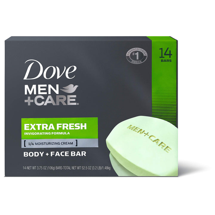 Dove Men + Care Extra Fresh Bar Soap, 14 Count (Pack of 1)