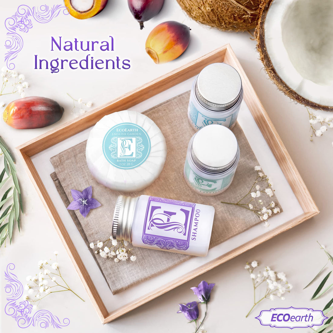 Luxury Travel and Hotel Amenities Set (1 Oz, 150 Pieces), Grade-A Guest Ingredients and Gift Packaging Toiletries, Includes 50 Round Soaps, 50 Shampoos & 50 Conditioners by EcoEarth