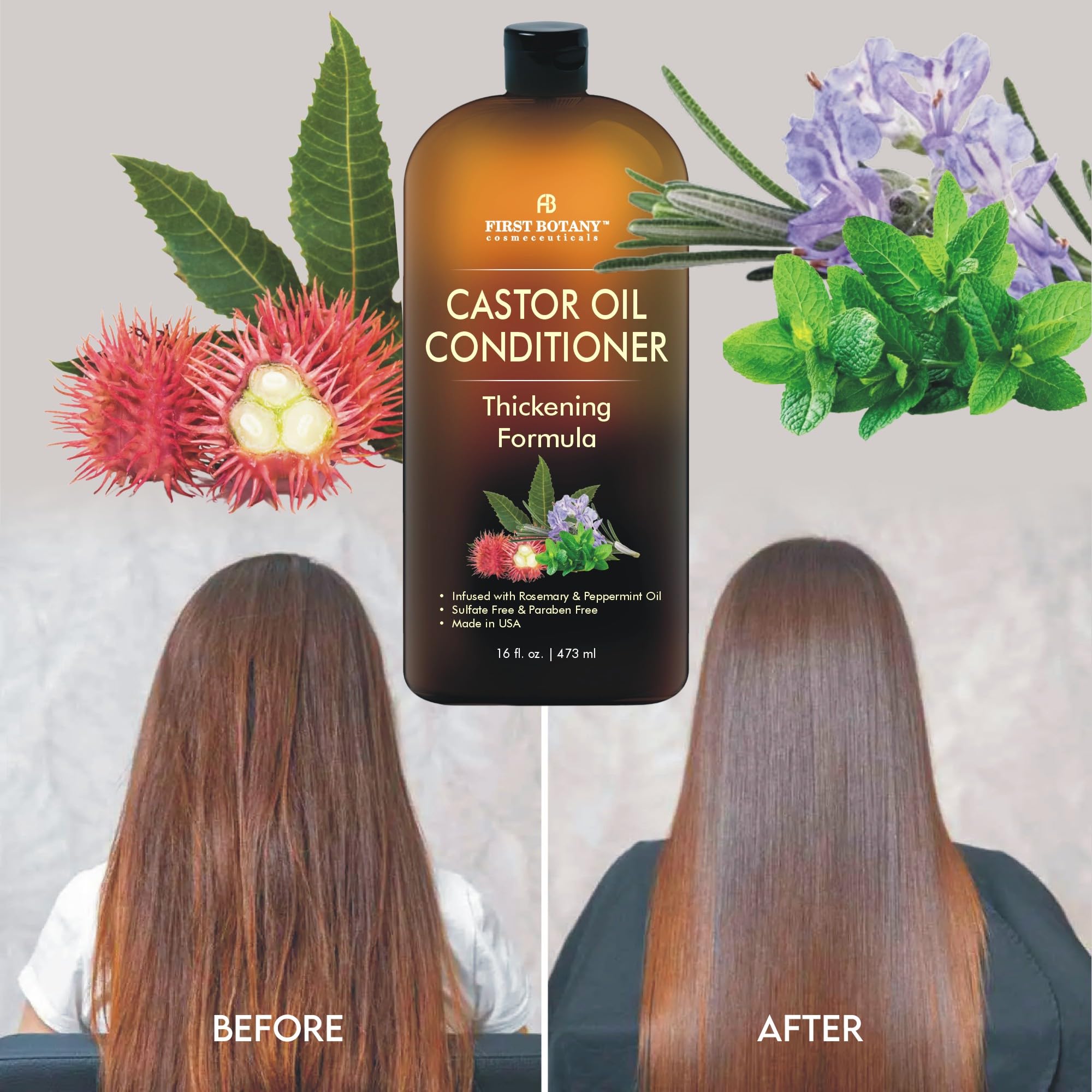 Castor Oil Conditioner - An Anti Hair Loss Conditioner Thickening formula For Hair Regrowth, Anti Thinning Sulfate Free For Men & Women Anti Dandruff Treatment 16 fl oz