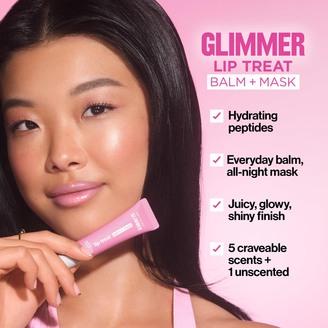 Revlon Glimmer Lip Treat Balm + Mask™, Overnight Peptide Lip Treatment, Hydrating, 004 Lavender Vanilla, 0.4 fl oz