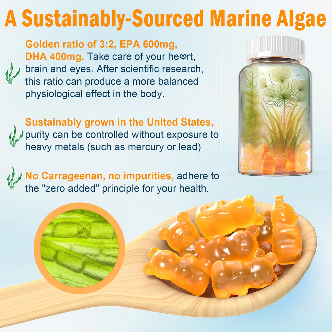 LILICARE Vegan Omega3 Gummies 1280mg + Vitamin D3 K2, Sugar Free Omega 3 Fish Oil Alternative w/EPA 600mg & DHA 400mg & MCT Oil, No Fish Taste, from Marine Algae Oil, for Brain, Eye, Immunity, 2 Pack