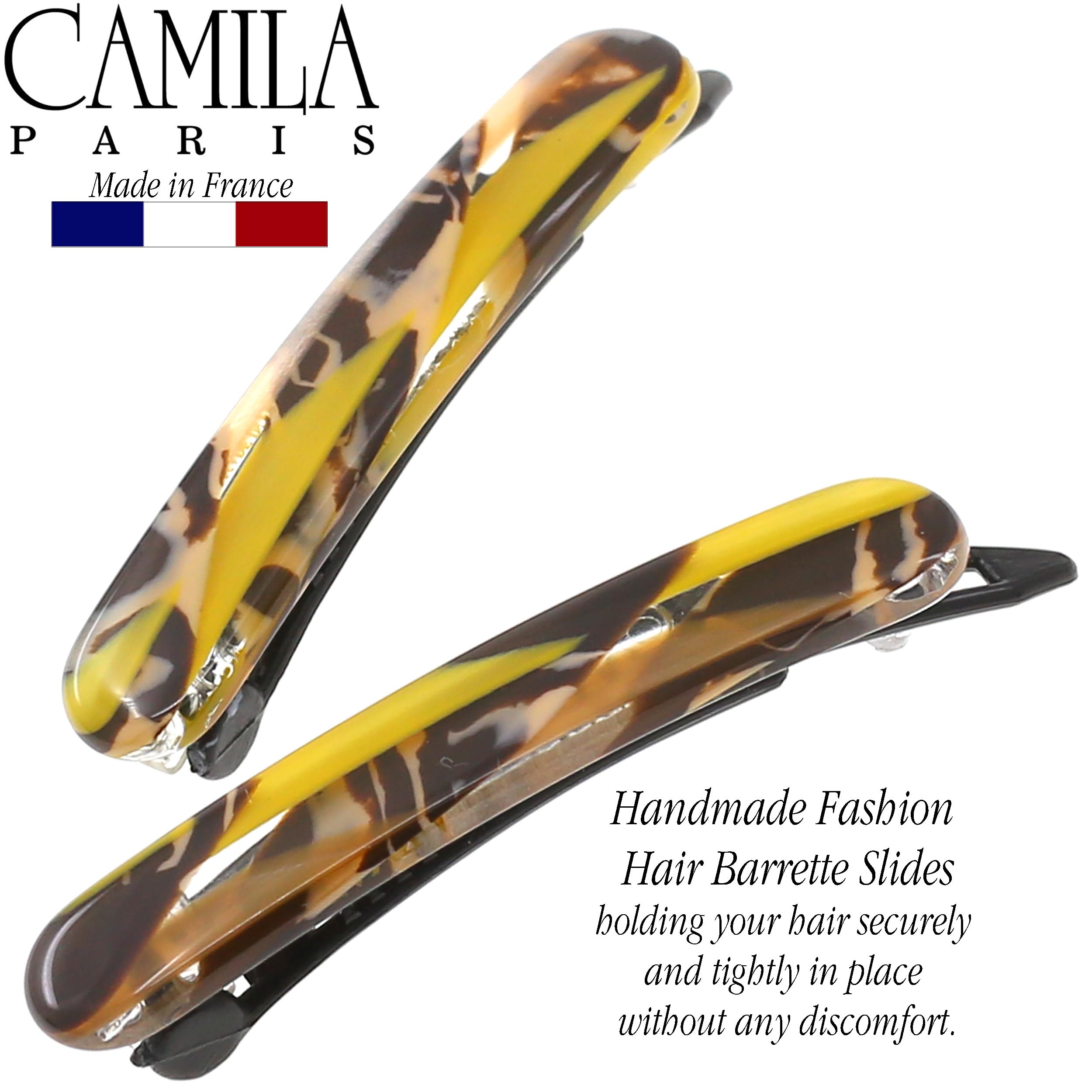 Camila Paris CP3378 French Hair Slides Clips for Women, Handmade, Girls Side Slide-in Barrette Clip, Hair Accessories for Women. Strong Hold No Slip Grip Fashion Durable and Styling, Made in France