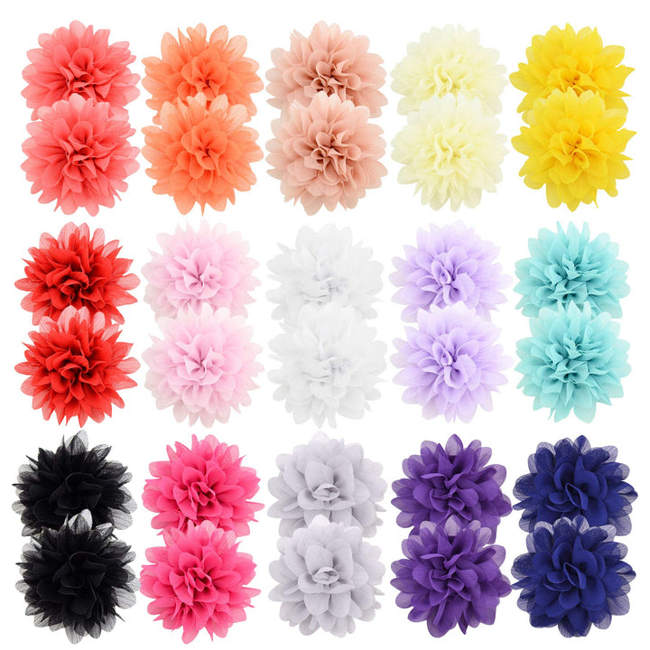30pcs Baby Girls Alligator Hair Clips Chiffon Flower Hair Barrettes Accessories for Kids Toddler Teens