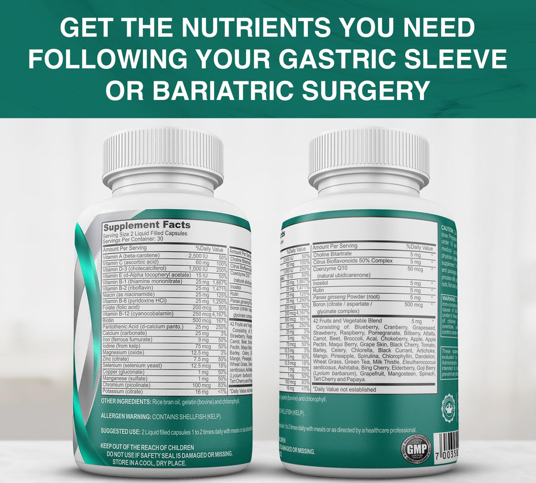 Universal Body Labs Bariatric Multivitamin with Iron Bariatric Multivitamin: Enhanced Absorption, 42 Super Fruits and Vegetables for Antioxidant Boost, Liquid Gel Capsules, Bariatric Must Haves