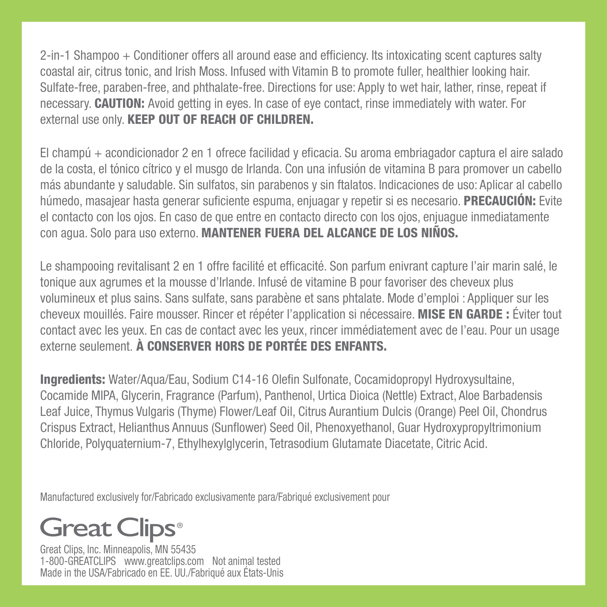 GREAT CLIPS LATITUDE 2-in-1 Shampoo + Conditioner | Daily Shampoo and Conditioner Set for Men | Promotes Full + Healthy Hair | 32oz