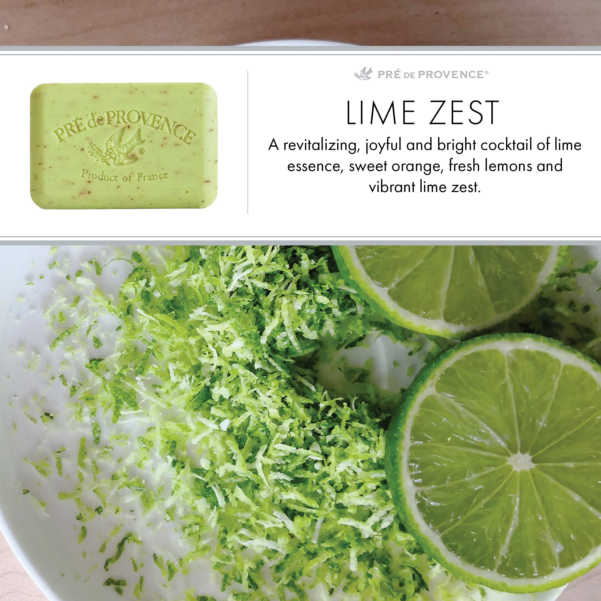 Pre de Provence Artisanal French Soap Bar Enriched with Shea Butter, Lime Zest, 150 Gram