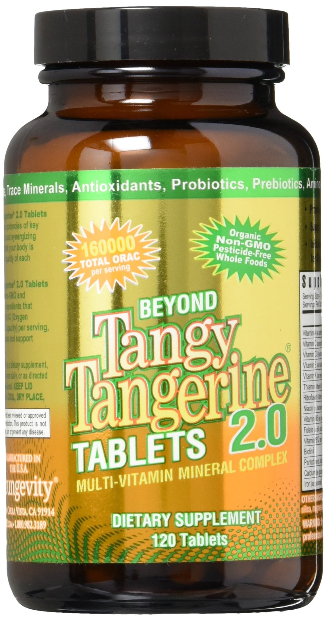 Youngevity Beyond Tangy Tangerine 2.0 Multi-Vitamin & Mineral Complex - Made with Natural & Whole Foods | 160,000 ORAC | 120 Tablets | 1 Bottle