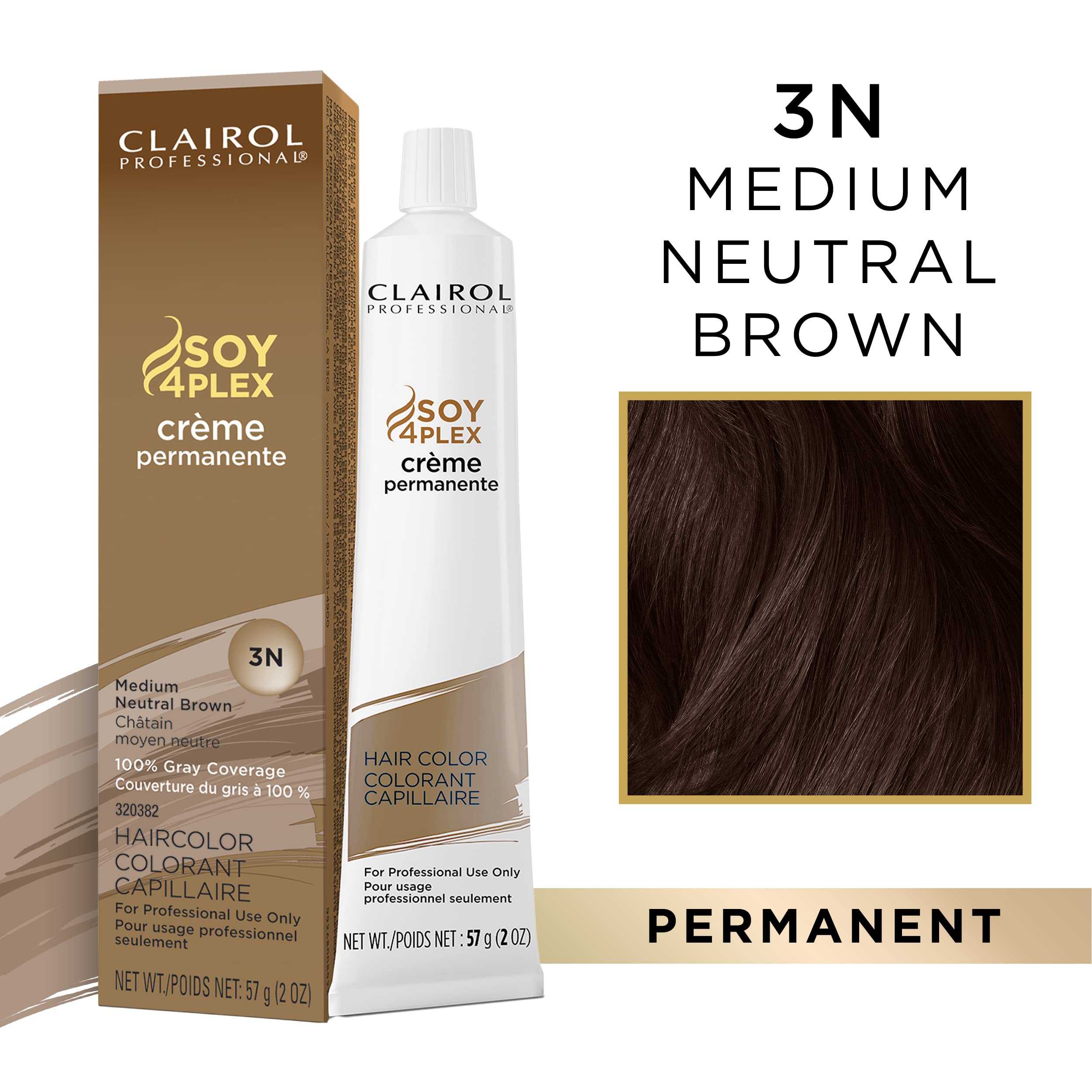Clairol Permanent Crme, 3n Med Neutral Brown, 2 oz.
