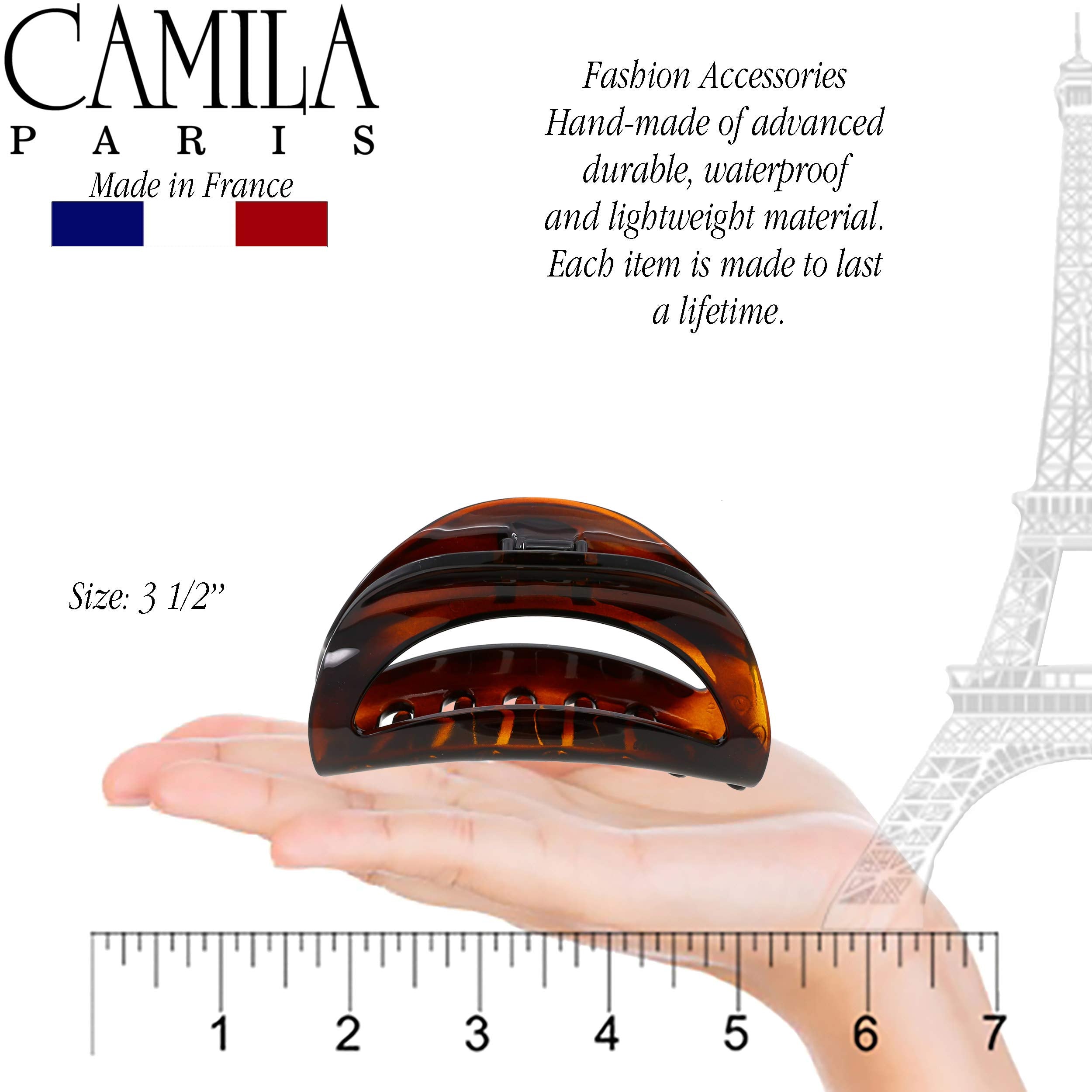 Camila Paris CP1561 French woman Hair Accessories (3 1/2) Hair Claw Clips. Strong and Durable Hair Ornaments. Made in France