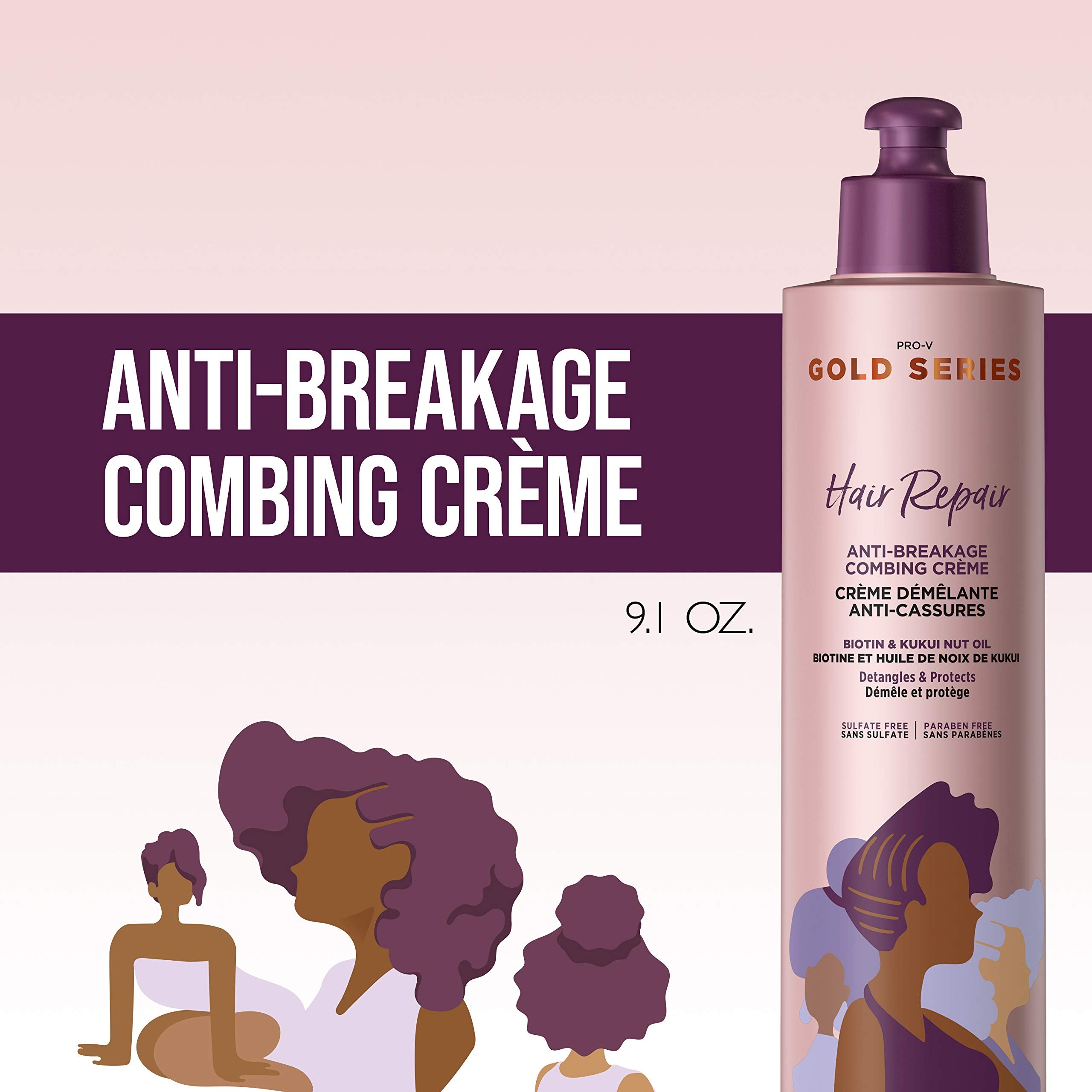 Pantene Gold Series Anti-Breakage Combing Crème with Biotin and Kukui Nut Oil, 9.1 fl oz