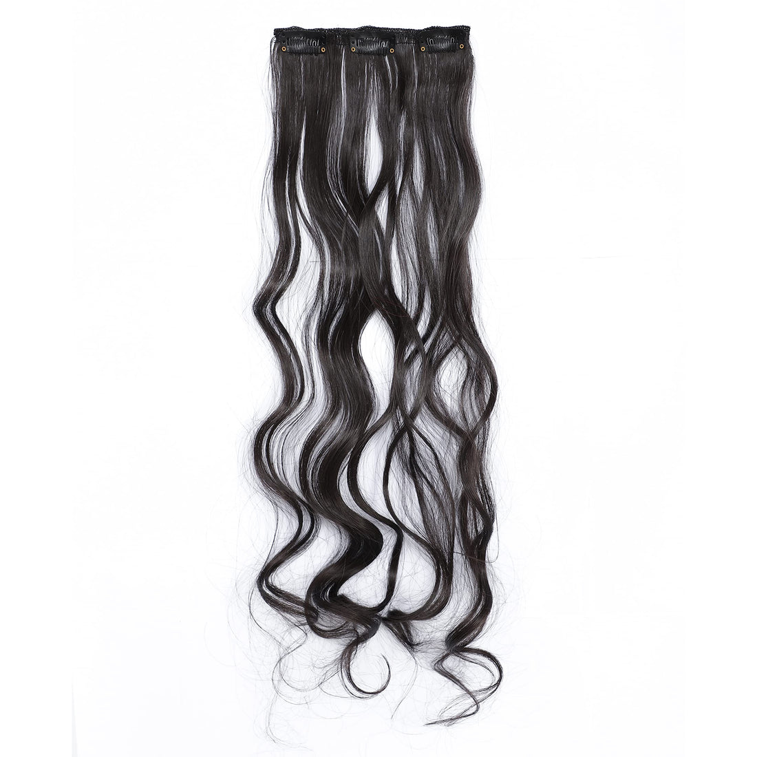 Dark Brown-4# : SWACC Women 20 Inches Curly Full Head 7 Separate Pieces Heat Resistance Synthetic Hair Clip in Hair Extensions (Dark Brown-4#)