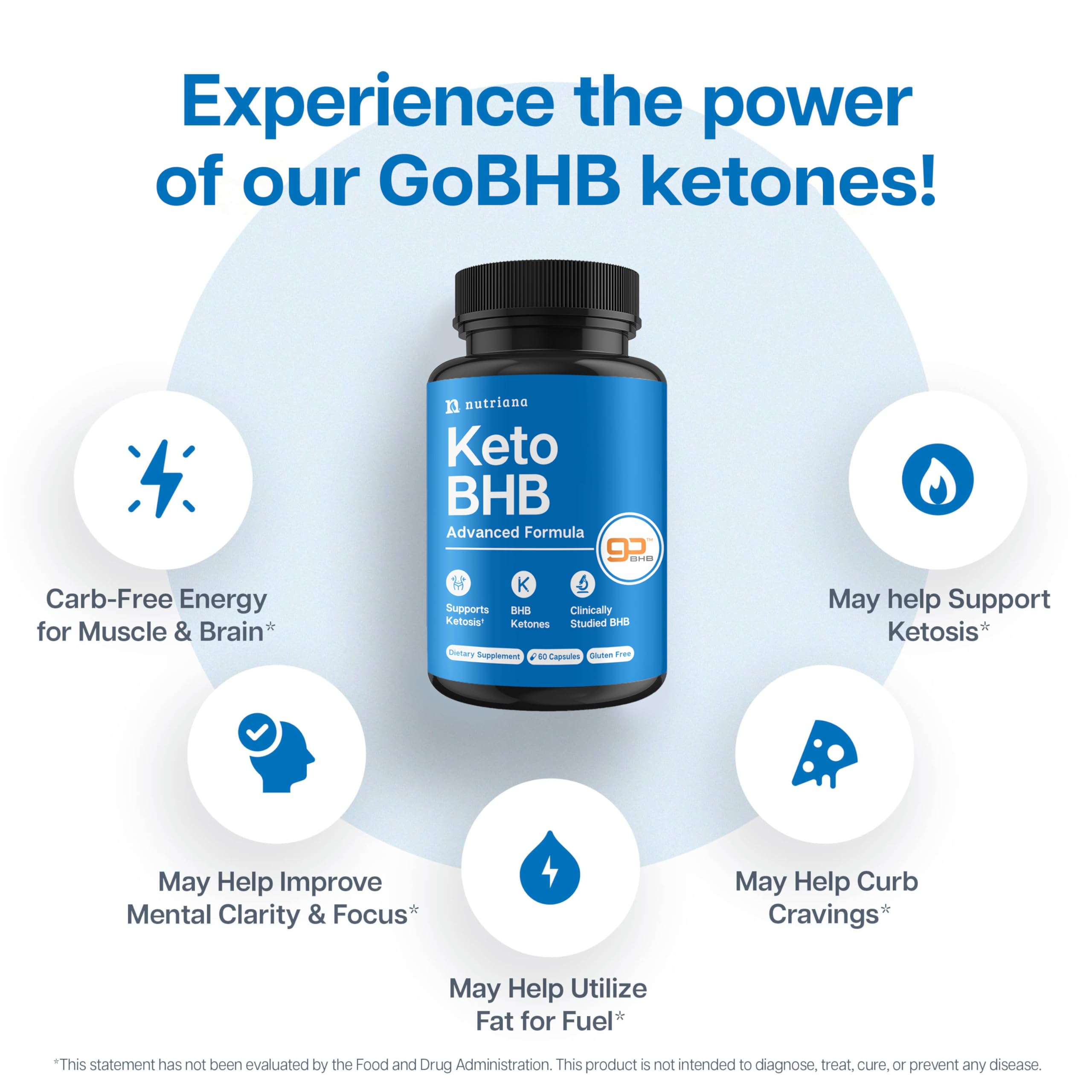 Nutriana Keto BHB Exogenous Ketones for Men & Women – Keto Pills for Mental Clarity & Focus -GLP-1 Support - Keto Burn - Keto Supplements Carb-Free Energy for Muscle & Ketosis Support