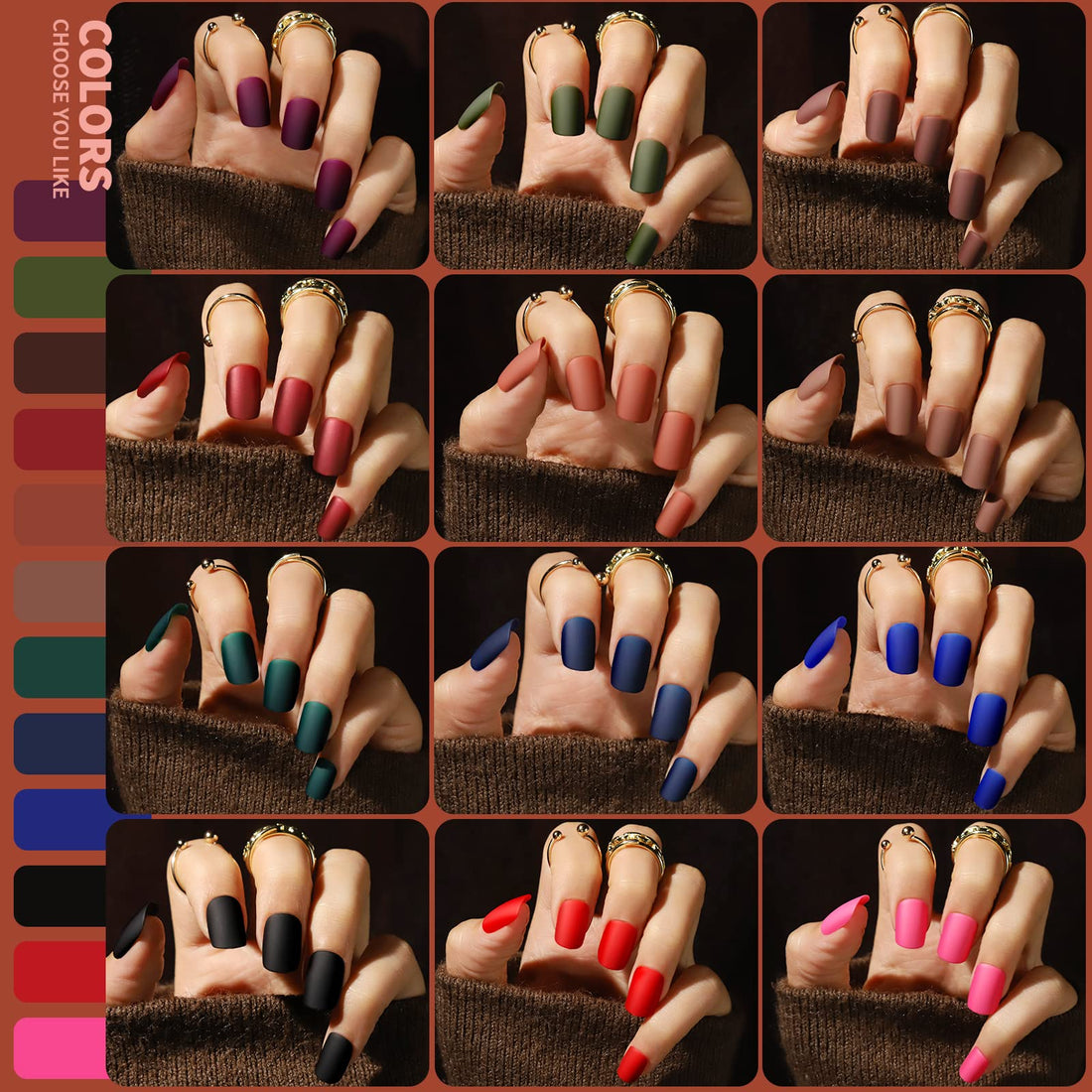 Teenitor Press on Nails Short,576pcs Matte Square Short Fake Nails with Nail Glue, Glue on Nails,24 Colors