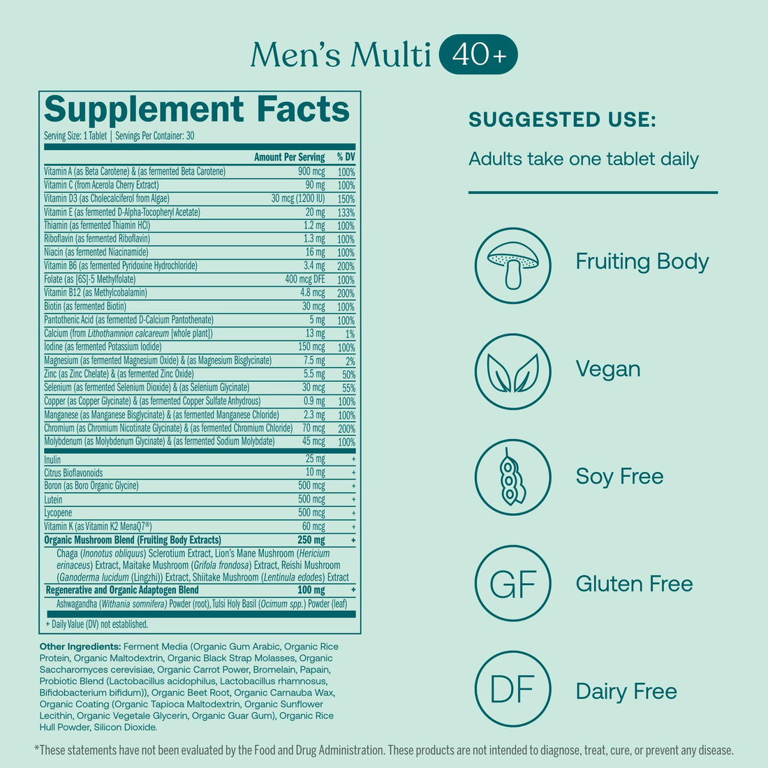 True Grace One Daily Men's Multivitamin 40+ (30 Vegan Tablets) + One Daily Women’s Multivitamin 40+ (30 Vegan Tablets) - Non-GMO - 30-Day Supply of Each