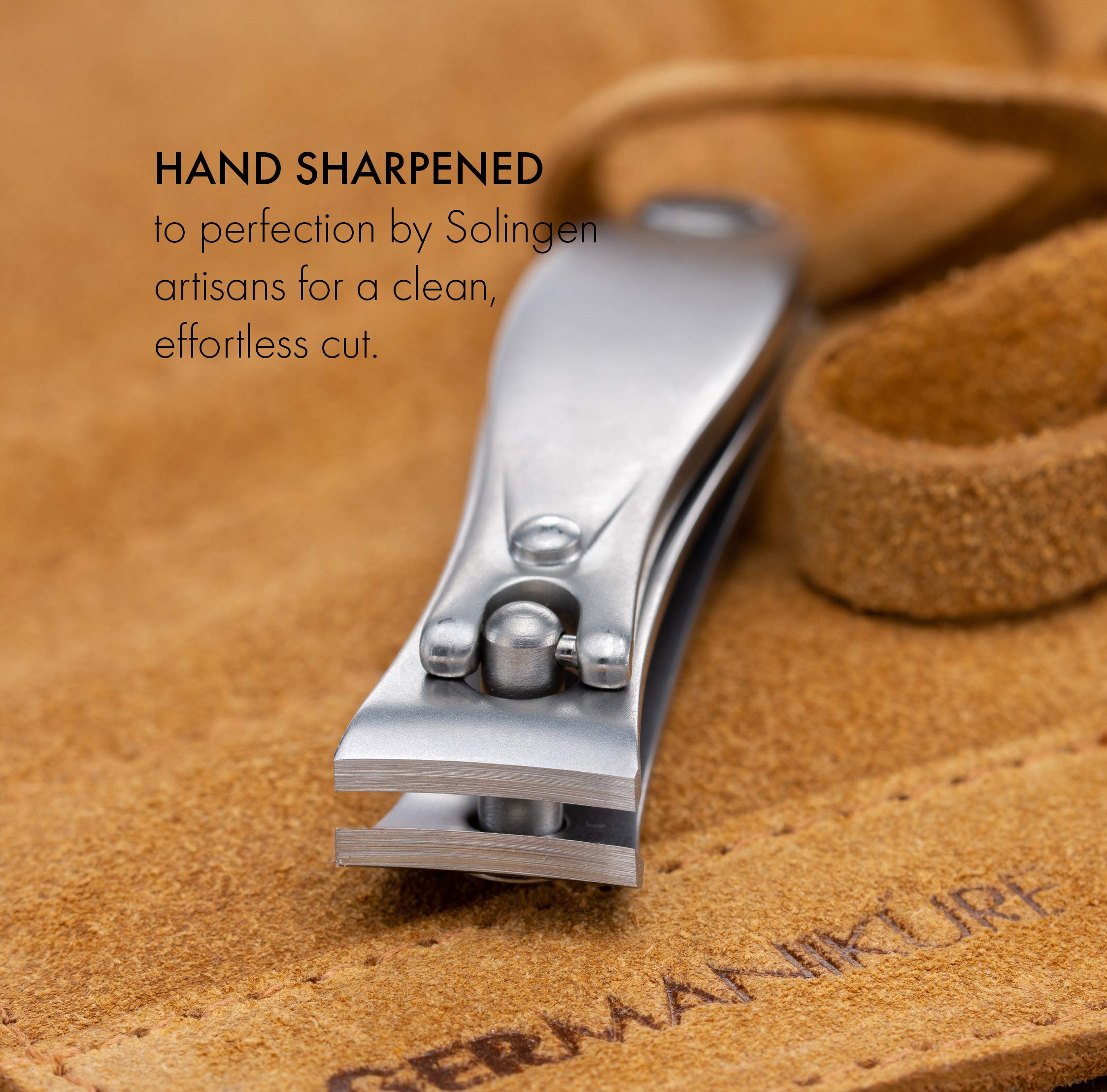 GERManikure 4pc matte stainless steel manicure set in black leather zip case