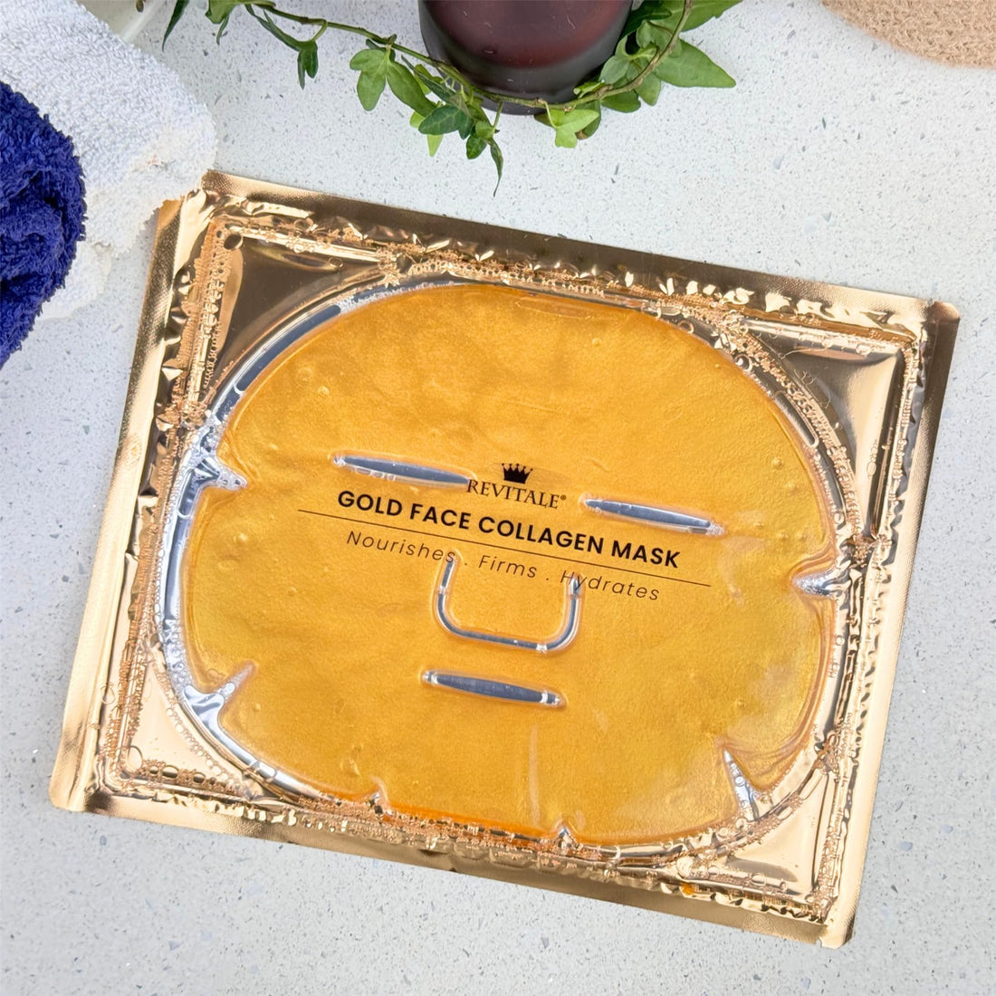 REVITALE 24K Gold Face Mask (5 Pack) - Hydrating & Nourishing Sheet with Collagen and Natural Extracts for Radiant, Moisturised Skin