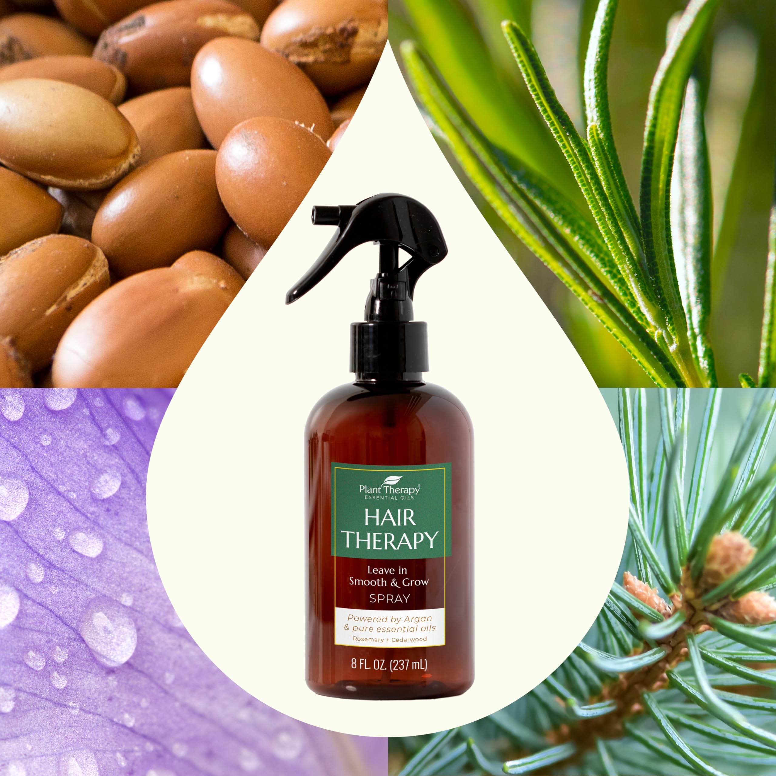 Plant Therapy Hair Therapy Leave In Smooth & Grow Spray 8 oz Smooth, Soften & Detangle, Paraben & Synthetic Fragrance Free