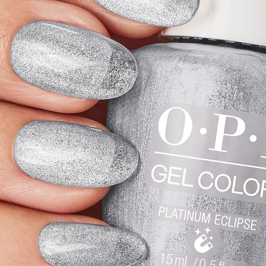 OPI GelColor, Platinum Eclipse, Silver Magnetic Effect Gel Polish, Velvet Vision Collection, 0.5 fl. oz.