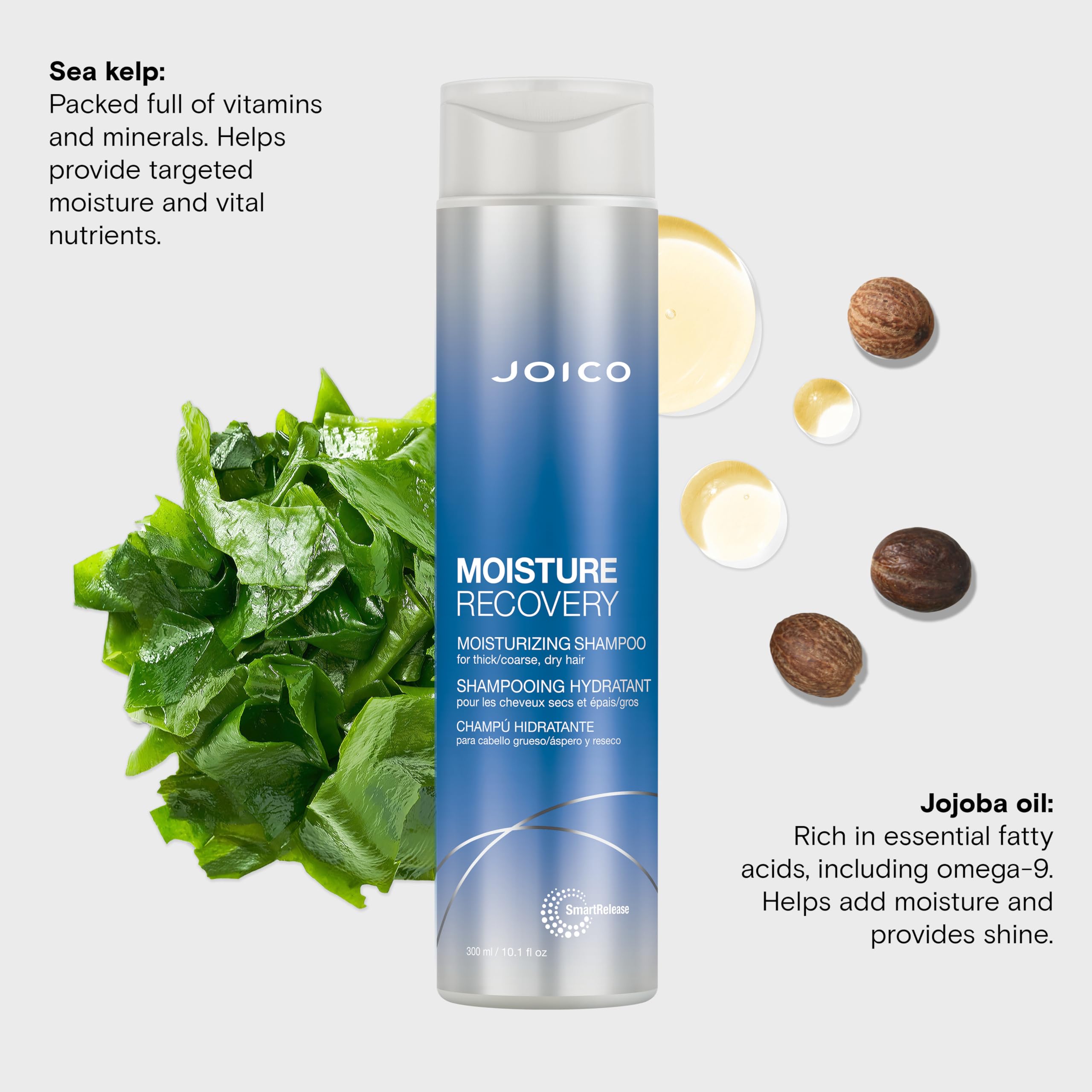 Joico Moisturizing Shampoo for Thick, Coarse, Dry Hair - Restores Moisture, Strength with Jojoba Oil & Shea Butter, 10.1oz