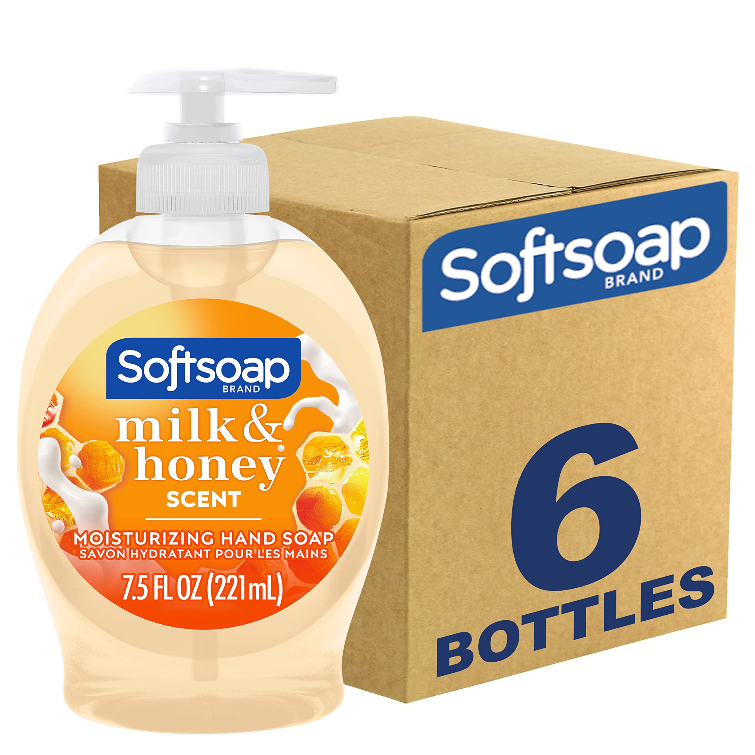 Softsoap Liquid Hand Soap, Milk and Honey - 7.5 fluid ounce (Pack of 6)