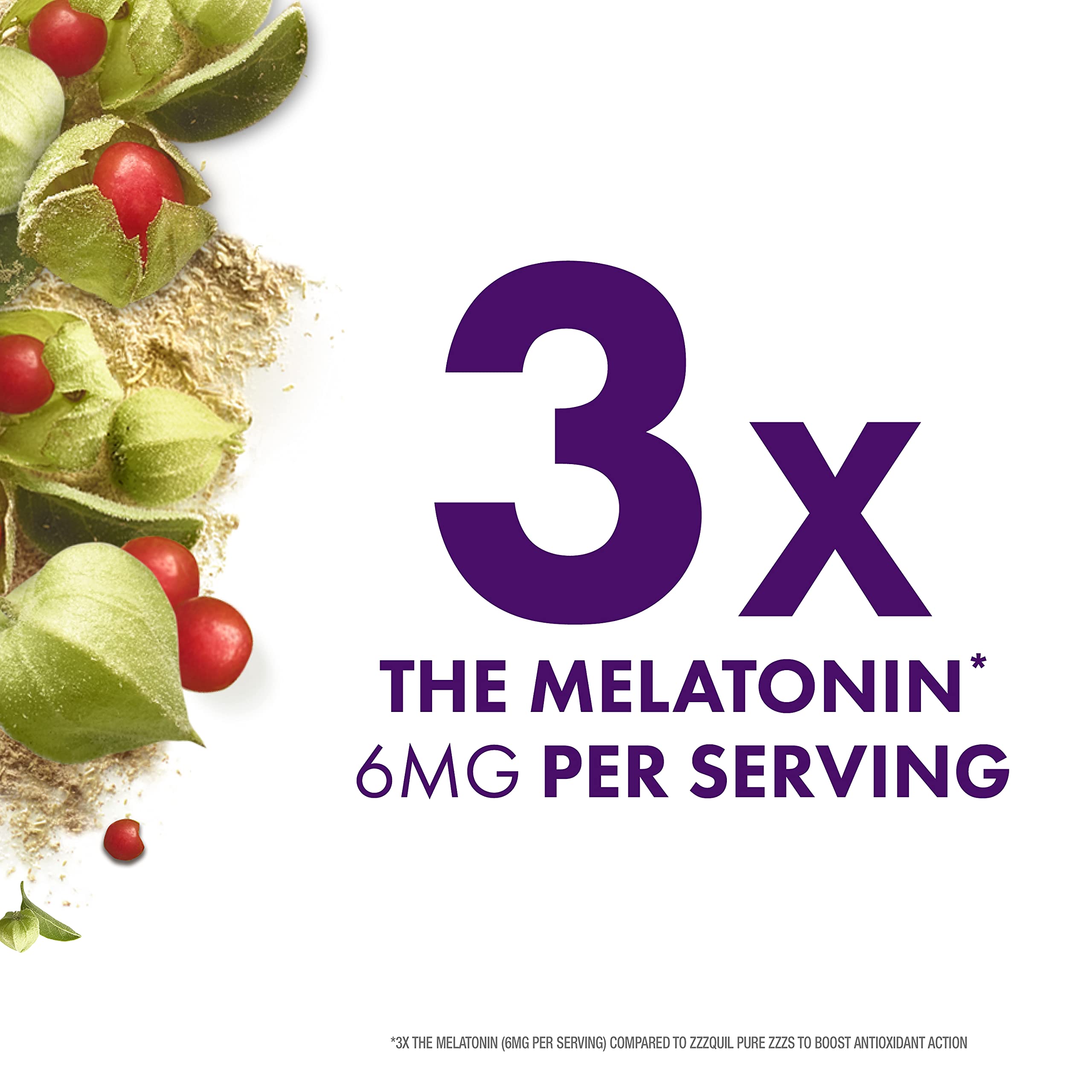 ZzzQuil PURE Zzzs Triple Action, Melatonin Gummies, Melatonin 6mg, 3X Melatonin, Sleep Aid with Ashwagandha, Calm Mood, Antioxidant Action, Sleep Aids for Adults, 60 Sleep Gummies
