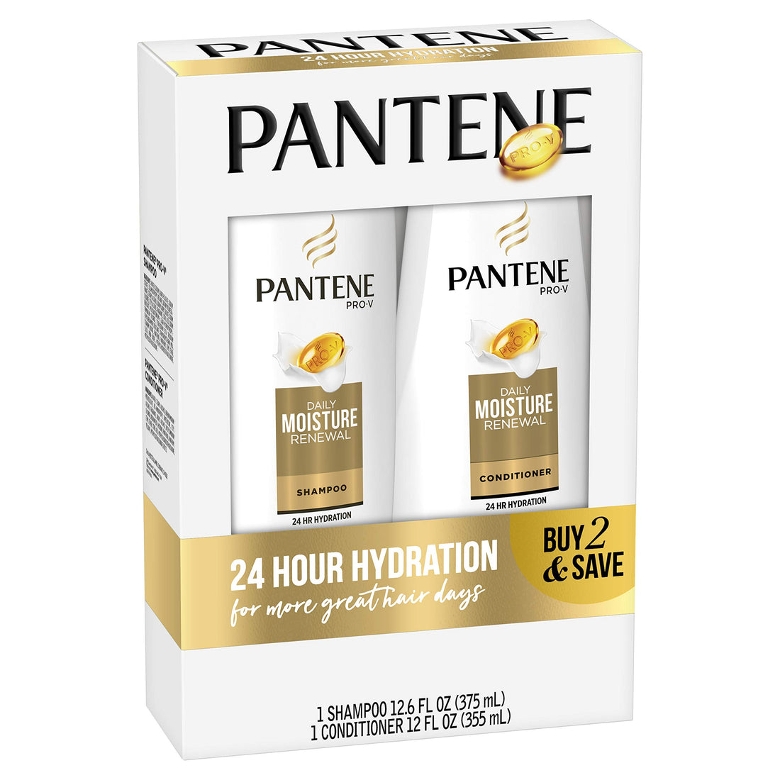 Pantene Daily Moisture Renewal Duo set, 12.6 Oz Shampoo and 12 Oz Conditioner