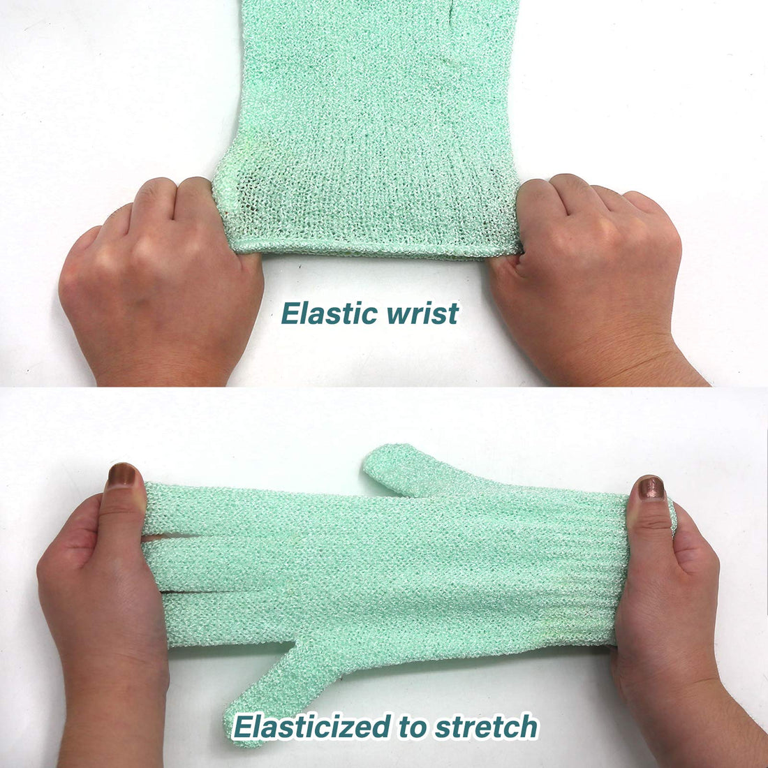 MIG4U Shower Exfoliating Scrub Gloves Medium to Heavy Bathing Gloves Body Wash Dead Skin Removal Deep Cleansing Sponge Loofah for Women and Men 1 Pair light green