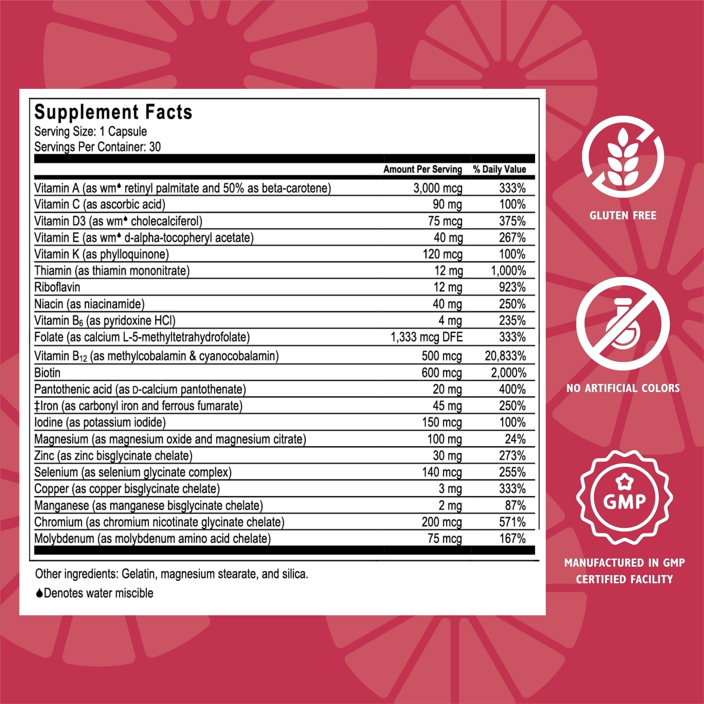Celebrate Vitamins CelebrateONE 45, 45mg Iron - One A Day Bariatric Multivitamin, Essential Vitamins & Minerals - Gastric Bypass & Sleeve Gastrectomy Supplement (30 Capsules)