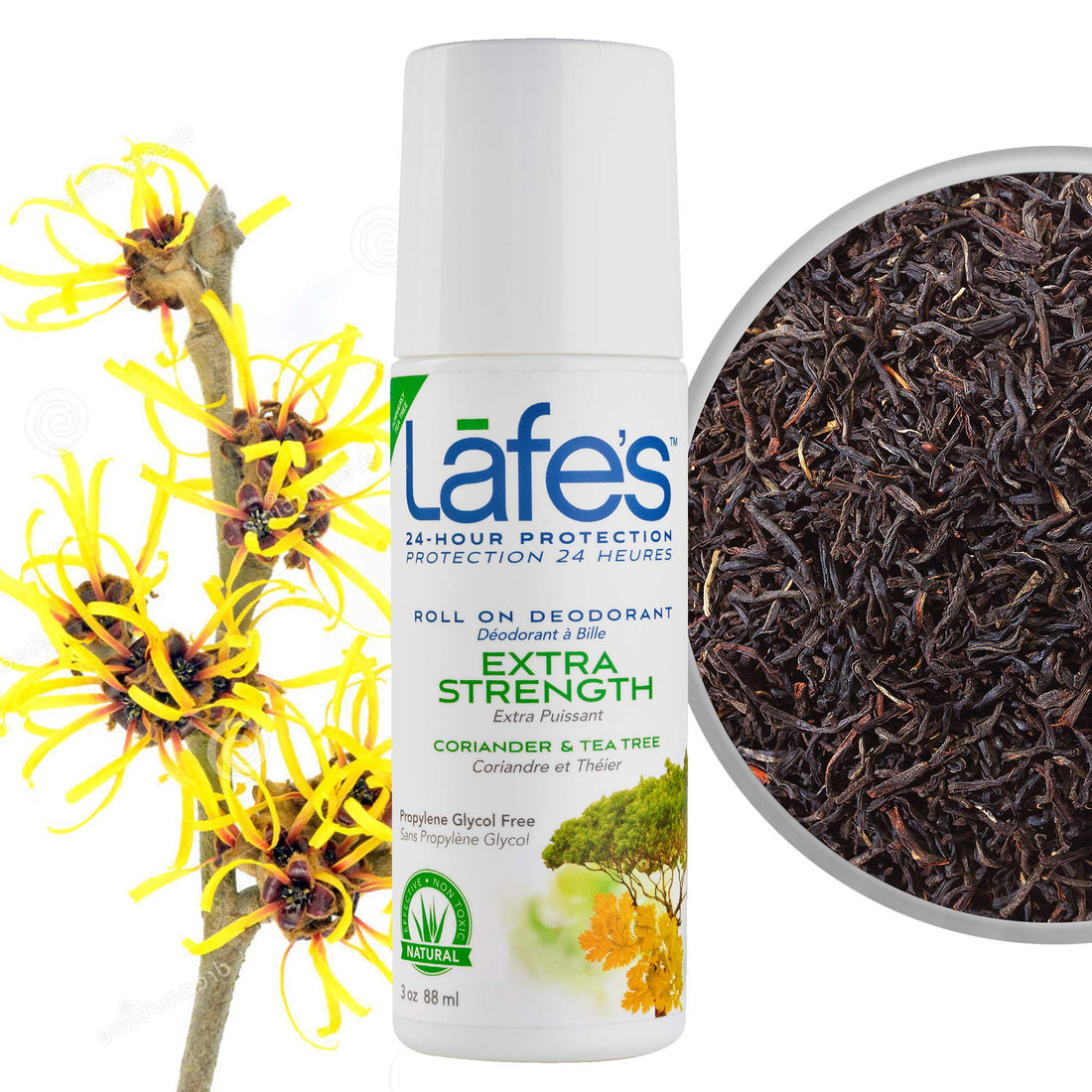 Lafe's Roll-On Deodorant, Coriander & Tea Tree, 2.5 Ounce (3 Count)