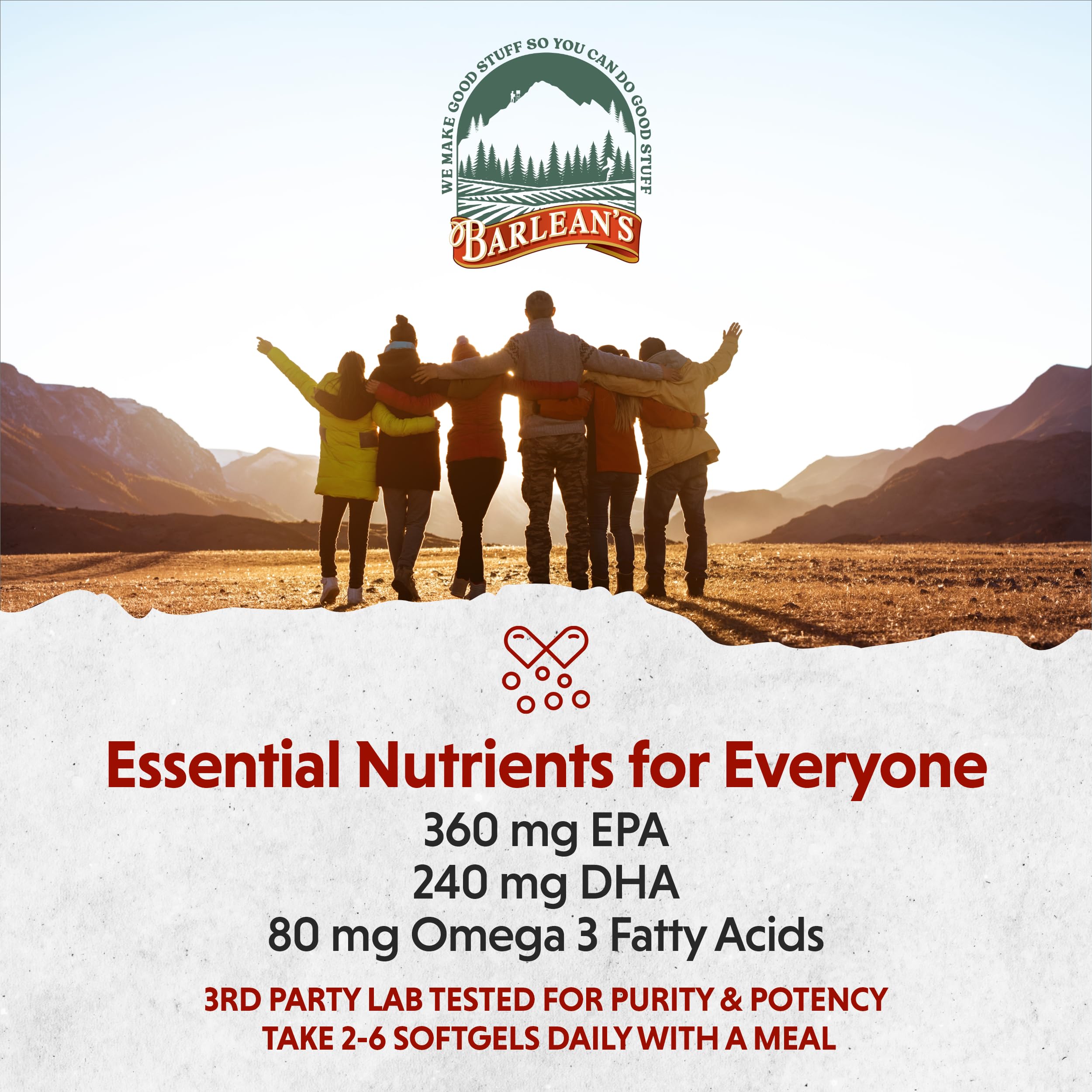 Barlean's Fish Oil Omega 3 Supplement, EPA & DHA Fatty Acid Softgels for Joint, Brain, & Heart Health, 600mg Orange Flavored Fish Oil Pills, 100 Count