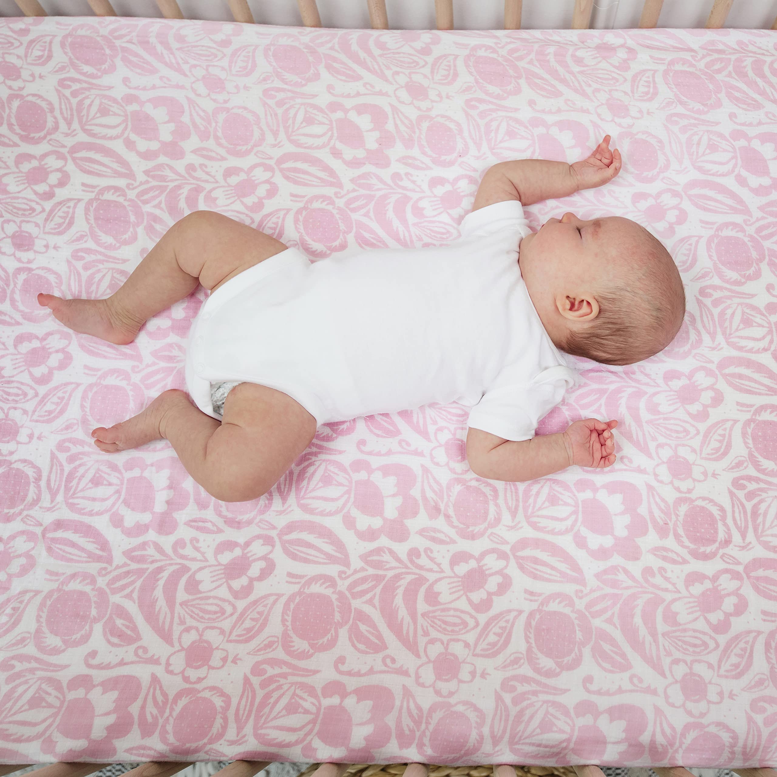 aden + anais Essentials Classic Crib Sheet, 100% Cotton Muslin, Super Soft, Breathable, Tailored Snug Fit, Damsel - Savoy