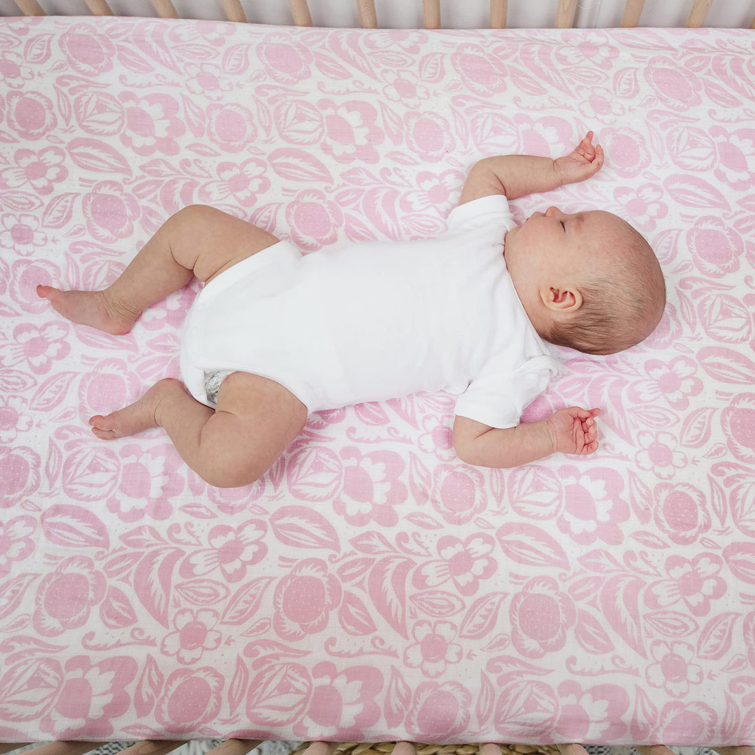 aden + anais Essentials Classic Crib Sheet, 100% Cotton Muslin, Super Soft, Breathable, Tailored Snug Fit, Damsel - Savoy
