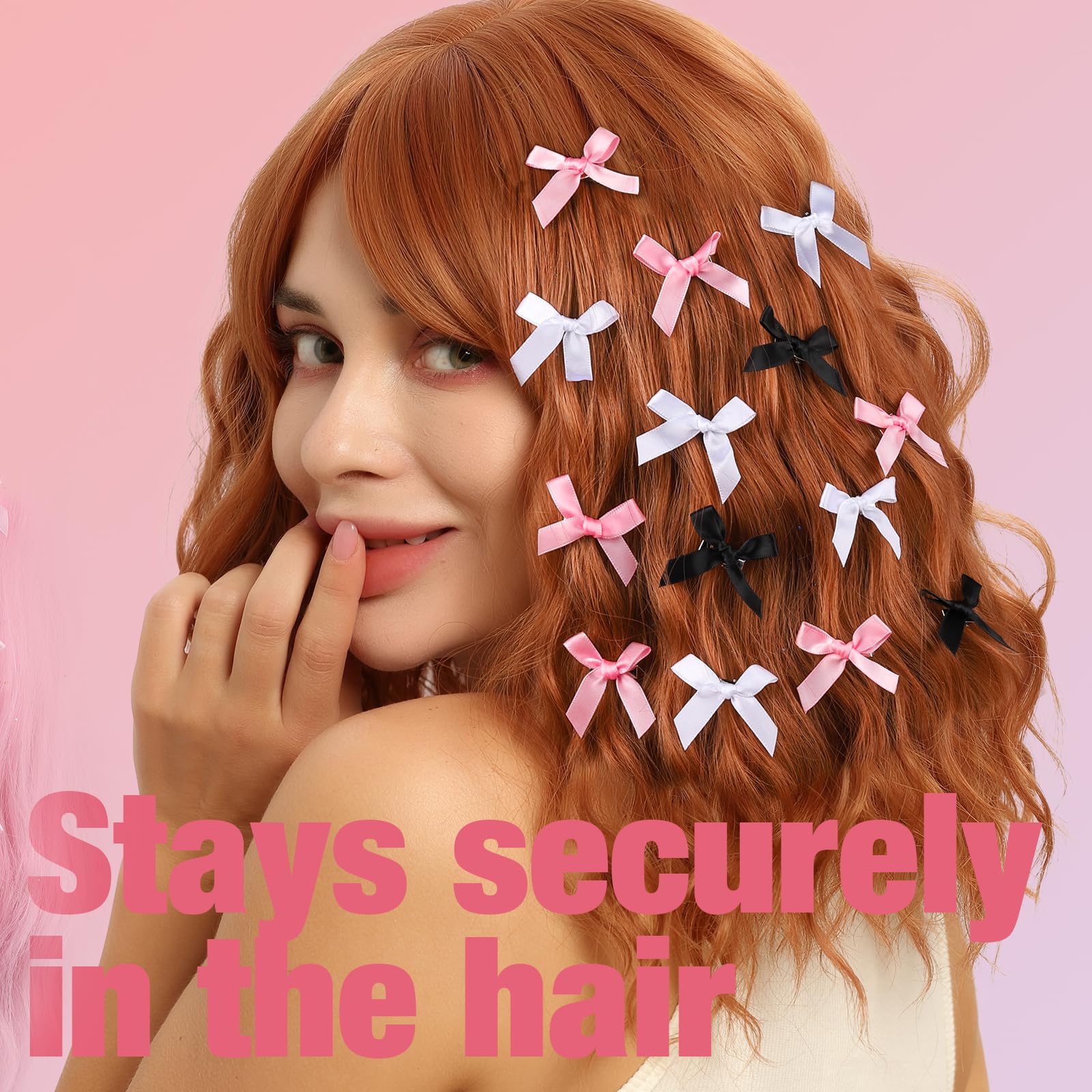 Teenitor 30pcs Hair Bow Pink Bow, Pink Black White Bows for Hair Small Hair Bows Mini Hair Bows For Women, Hair Bow Clips Cute Black White Bow Hair Accessories for Girls