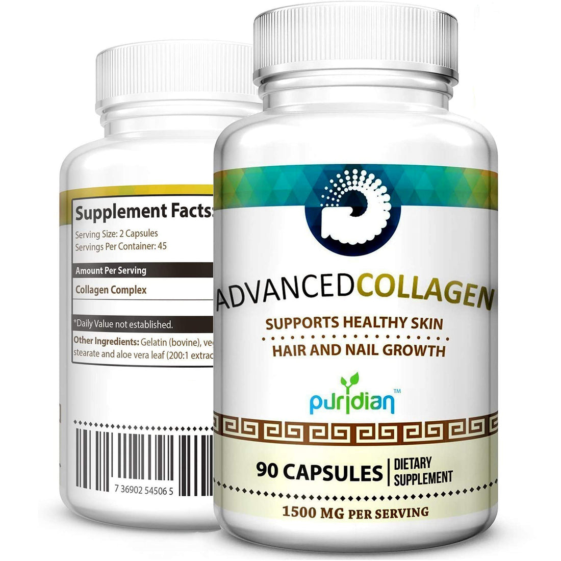 Colageno Hidrolizado para Mujer Pastillas Advanced Collagen+ para La Cara, Cabello, Uñas Y Piel Saludable - 90 Capsulas De 1500 mg De Colágeno Puro Y Natural
